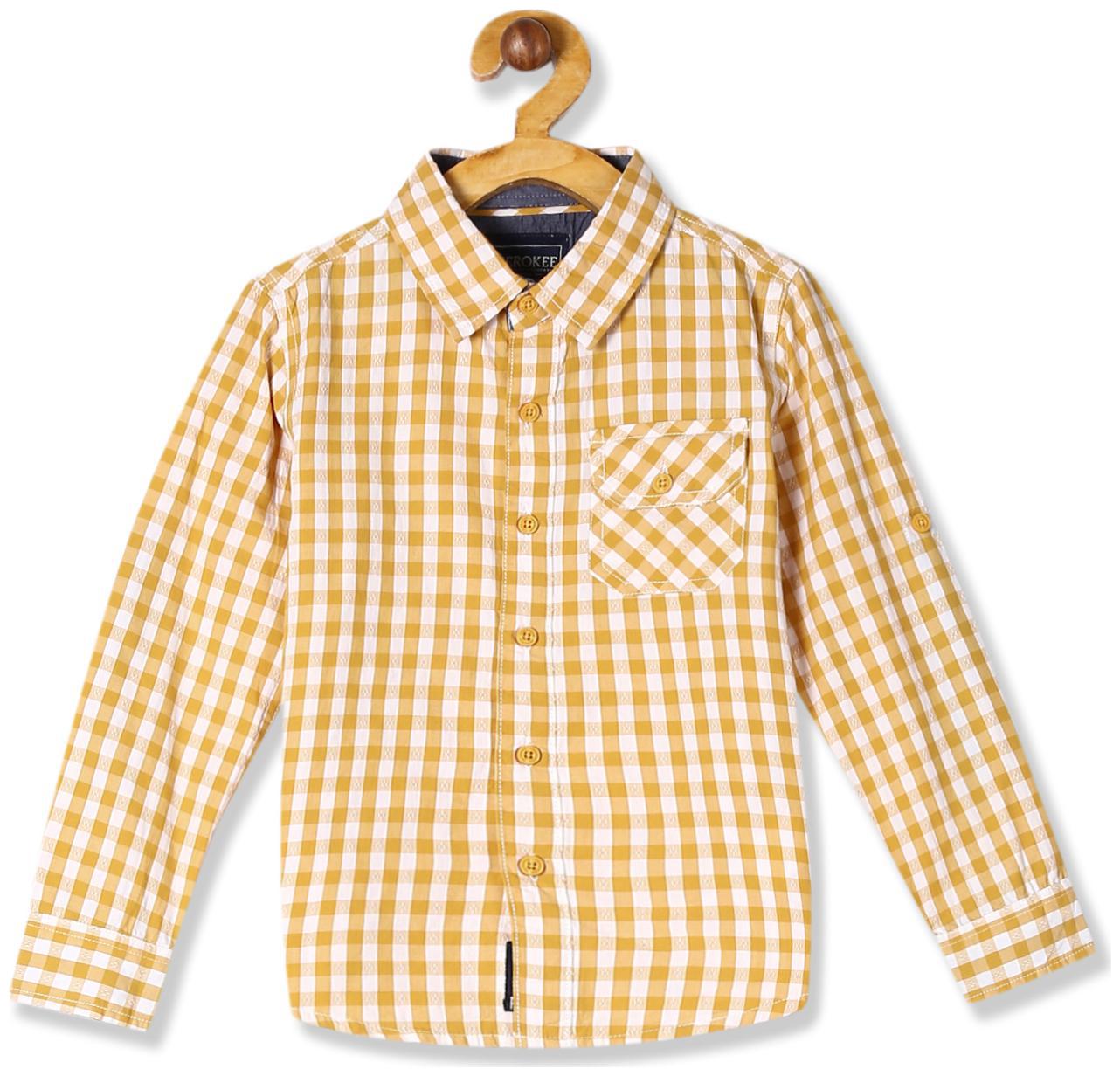 

CHEROKEE Boy Cotton Checked Shirt Yellow