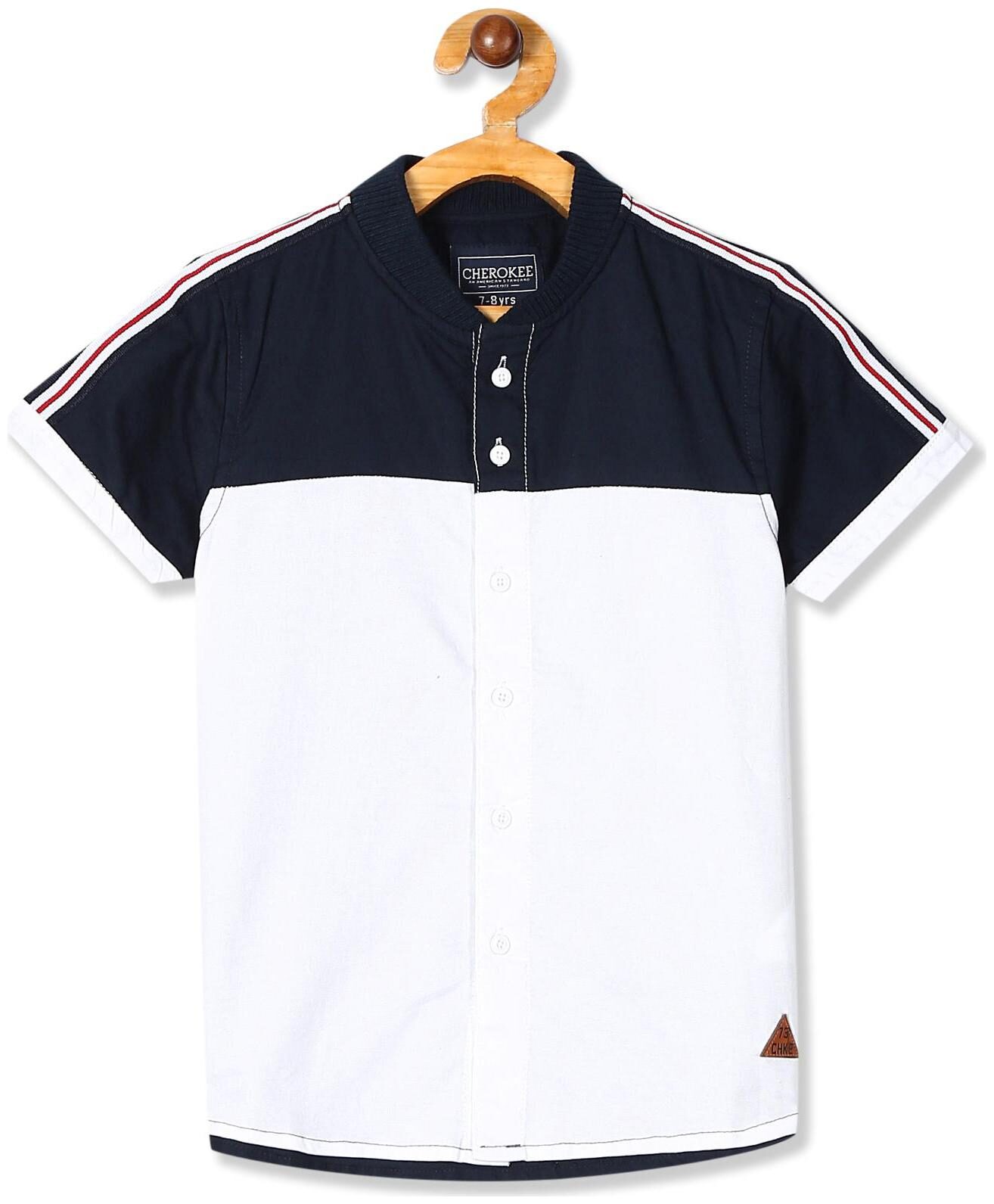 

CHEROKEE Boy Cotton Colorblocked Shirt White