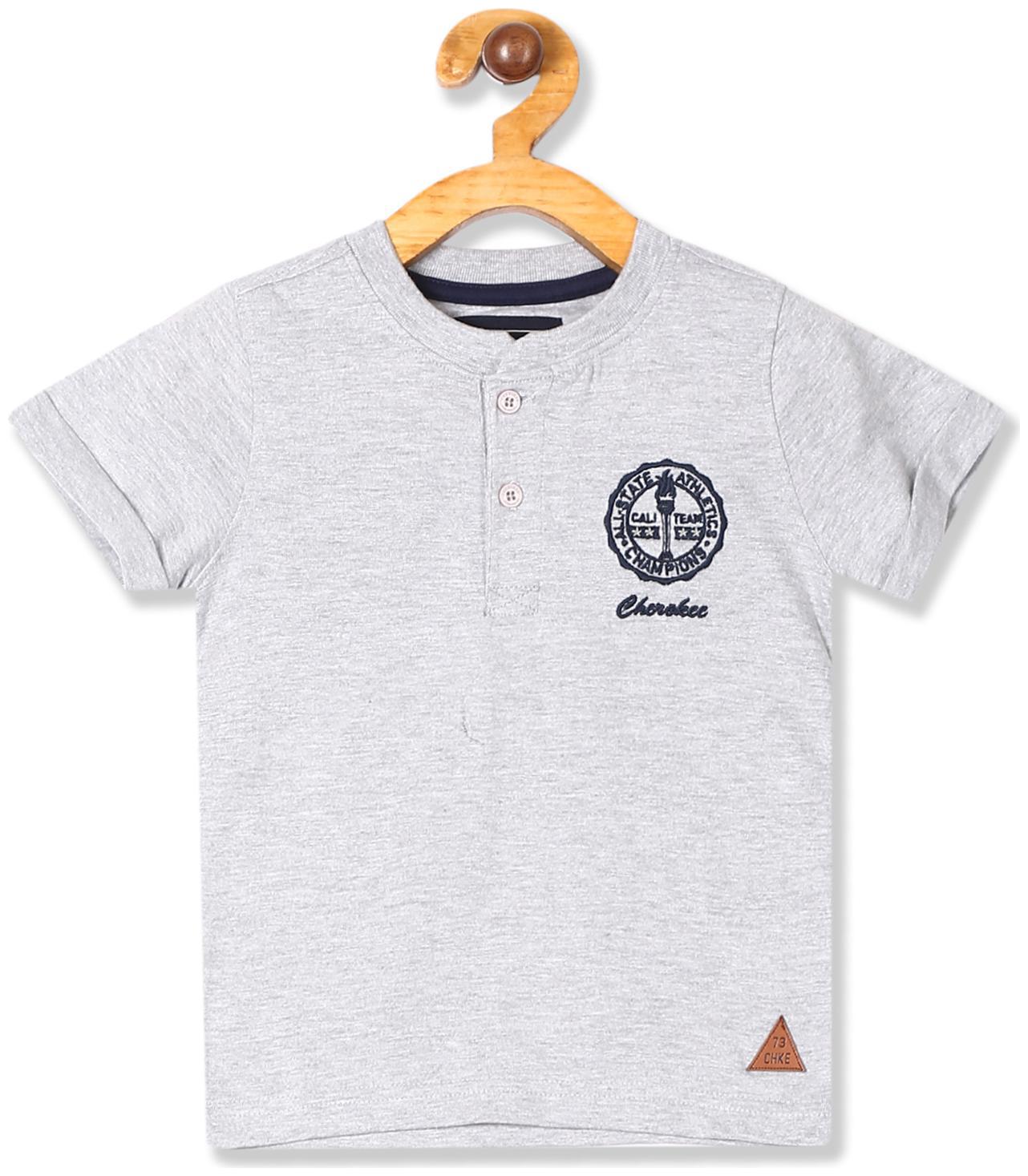 

CHEROKEE Boy Cotton Solid T-shirt - Grey