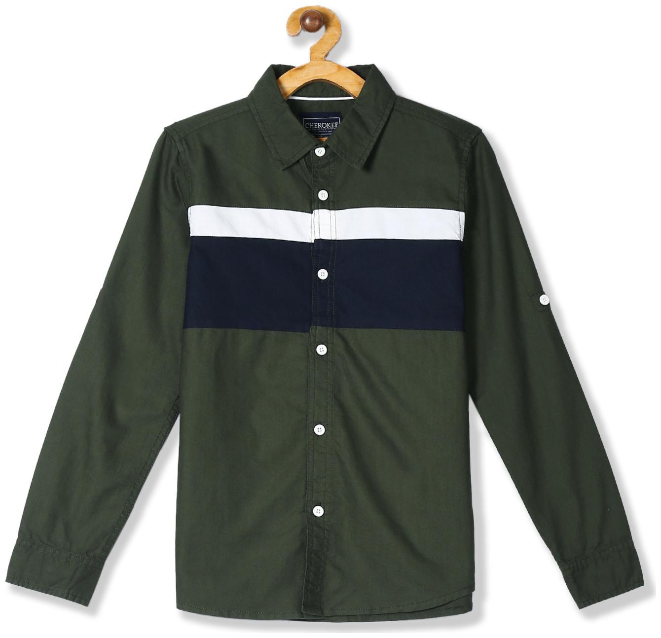 

CHEROKEE Boy Cotton Striped Shirt Green