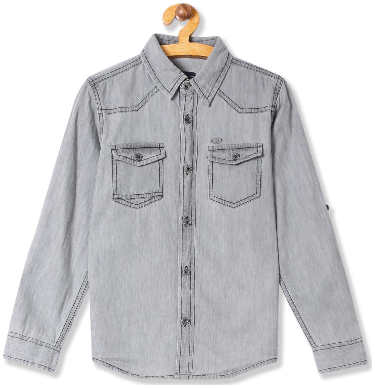 

CHEROKEE Boy Cotton Solid Shirt Grey
