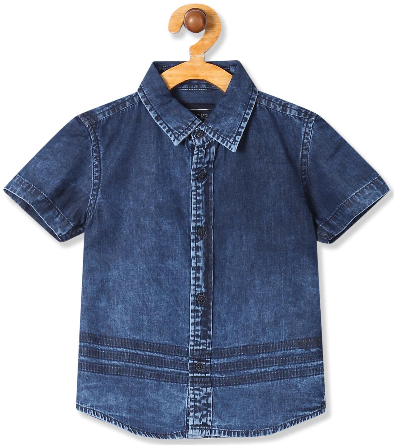 

CHEROKEE Boy Cotton Solid Shirt Blue