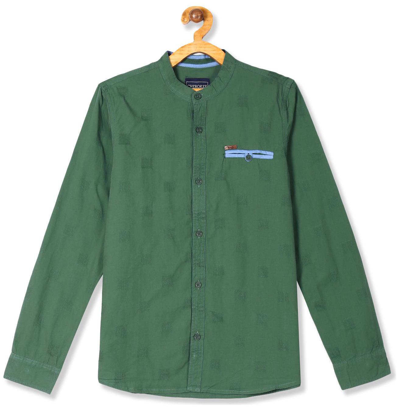 

CHEROKEE Boy Cotton Solid Shirt Green