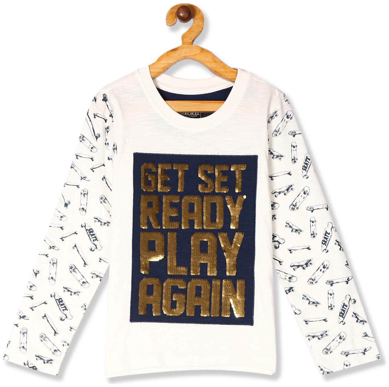 

CHEROKEE Boy Cotton Embellished T-shirt - White