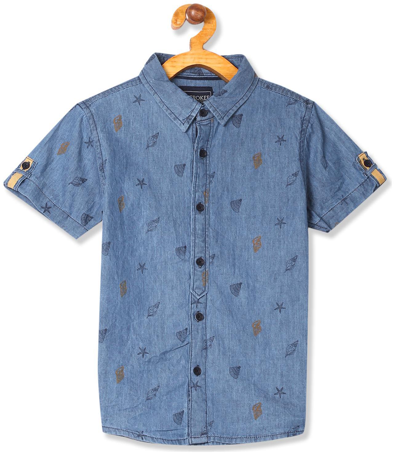 

CHEROKEE Boy Cotton Printed Shirt Blue
