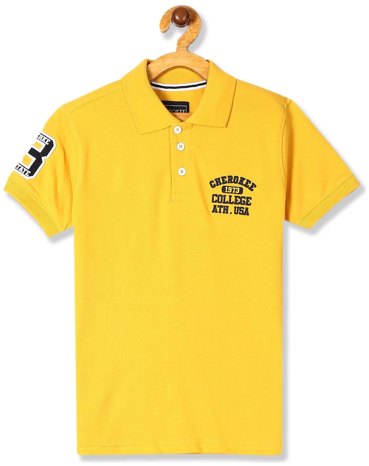 

CHEROKEE Boy Cotton Solid T-shirt - Yellow