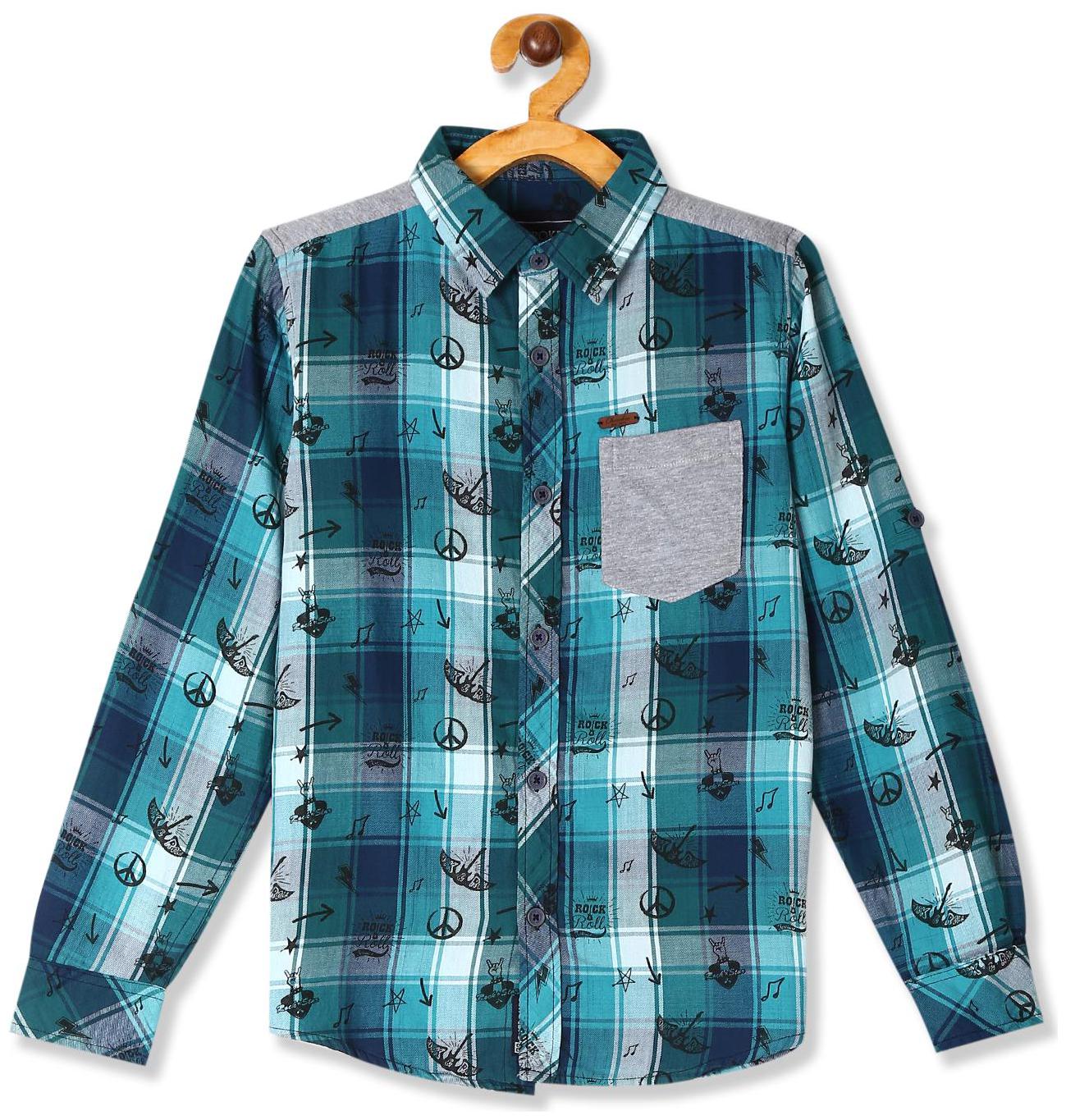 

CHEROKEE Boy Cotton Checked Shirt Blue