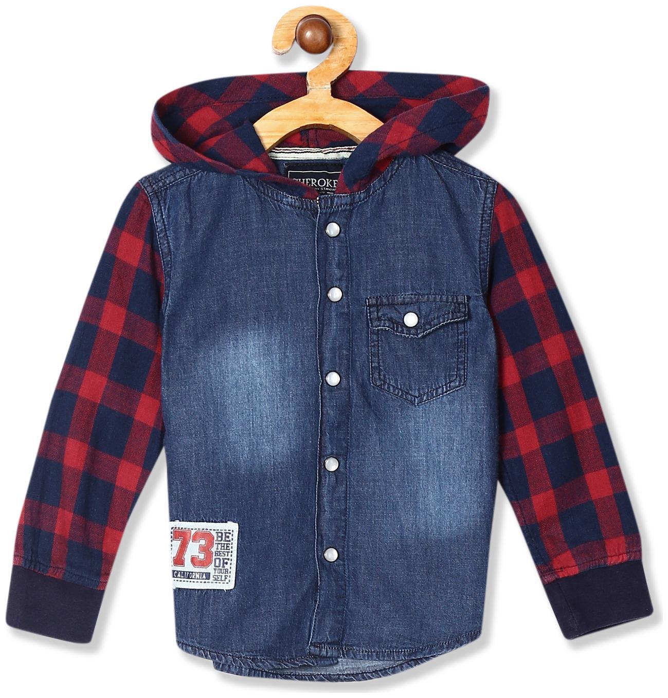 

CHEROKEE Boy Cotton Checked Shirt Blue