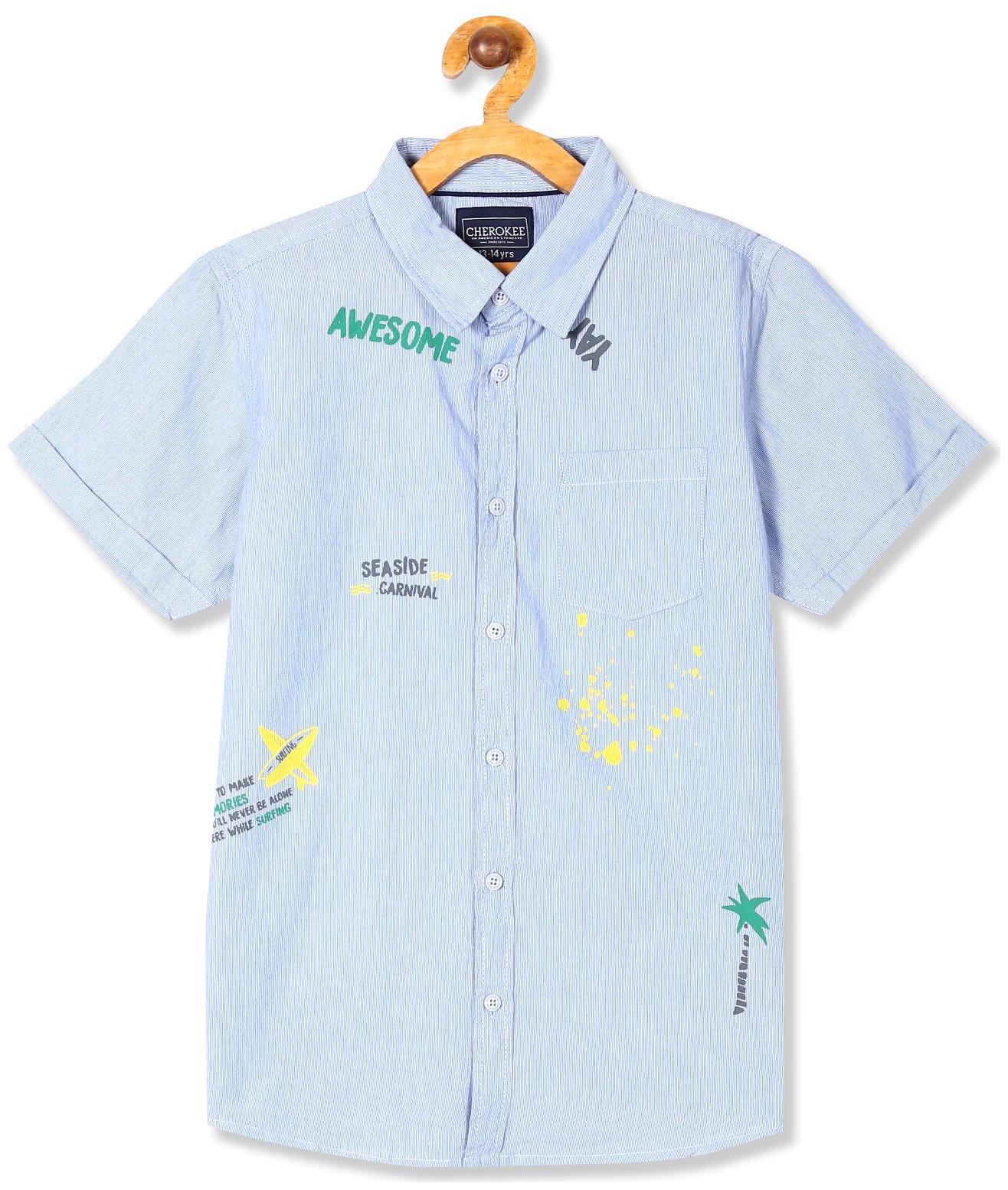 

CHEROKEE Boy Cotton Striped Shirt Blue