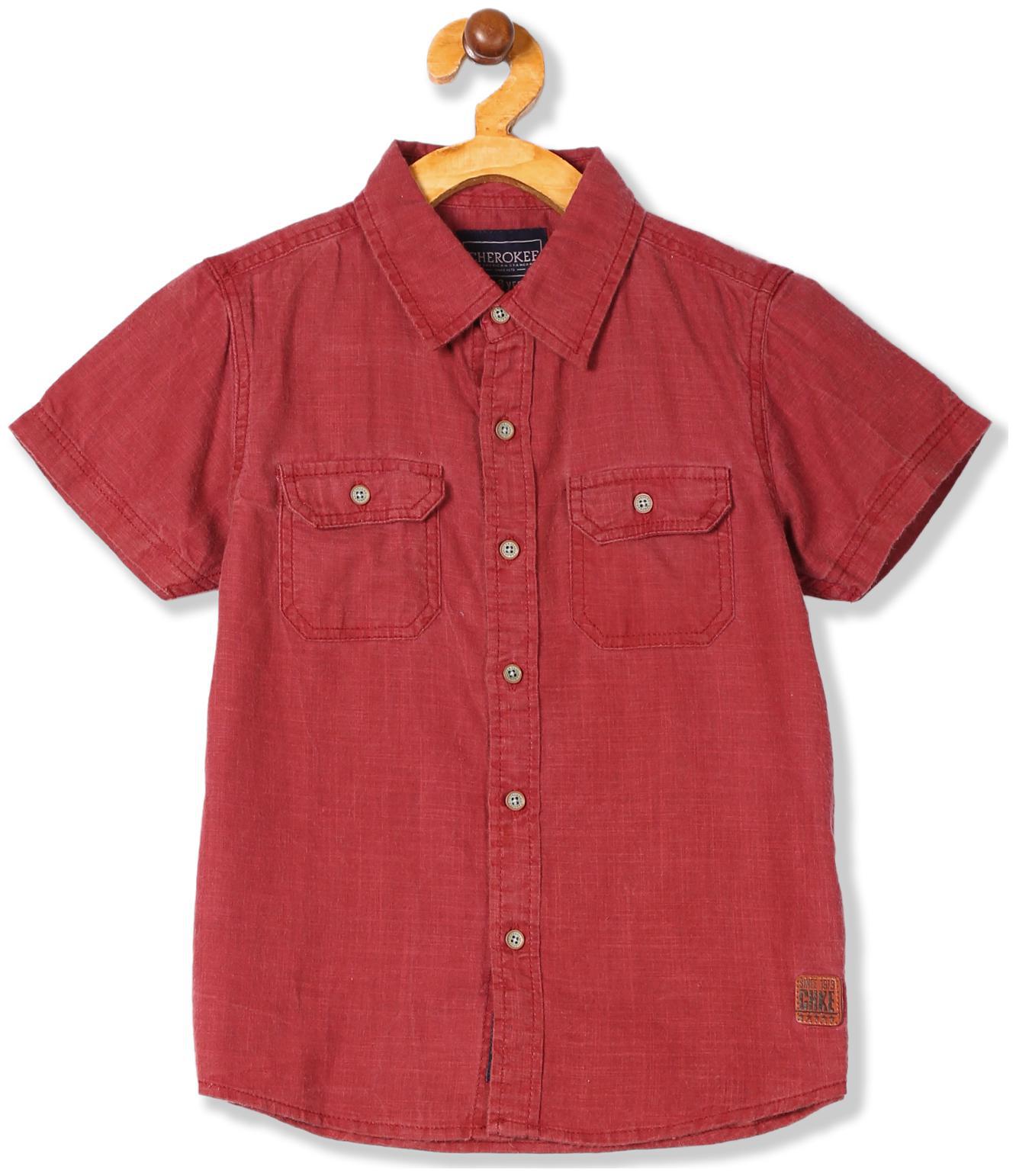 

CHEROKEE Boy Cotton Solid Shirt Red
