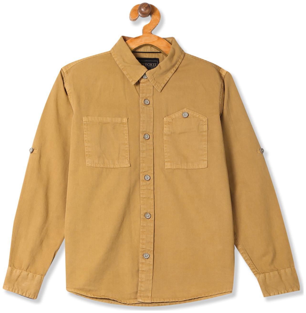 

CHEROKEE Boy Cotton Solid Shirt Beige