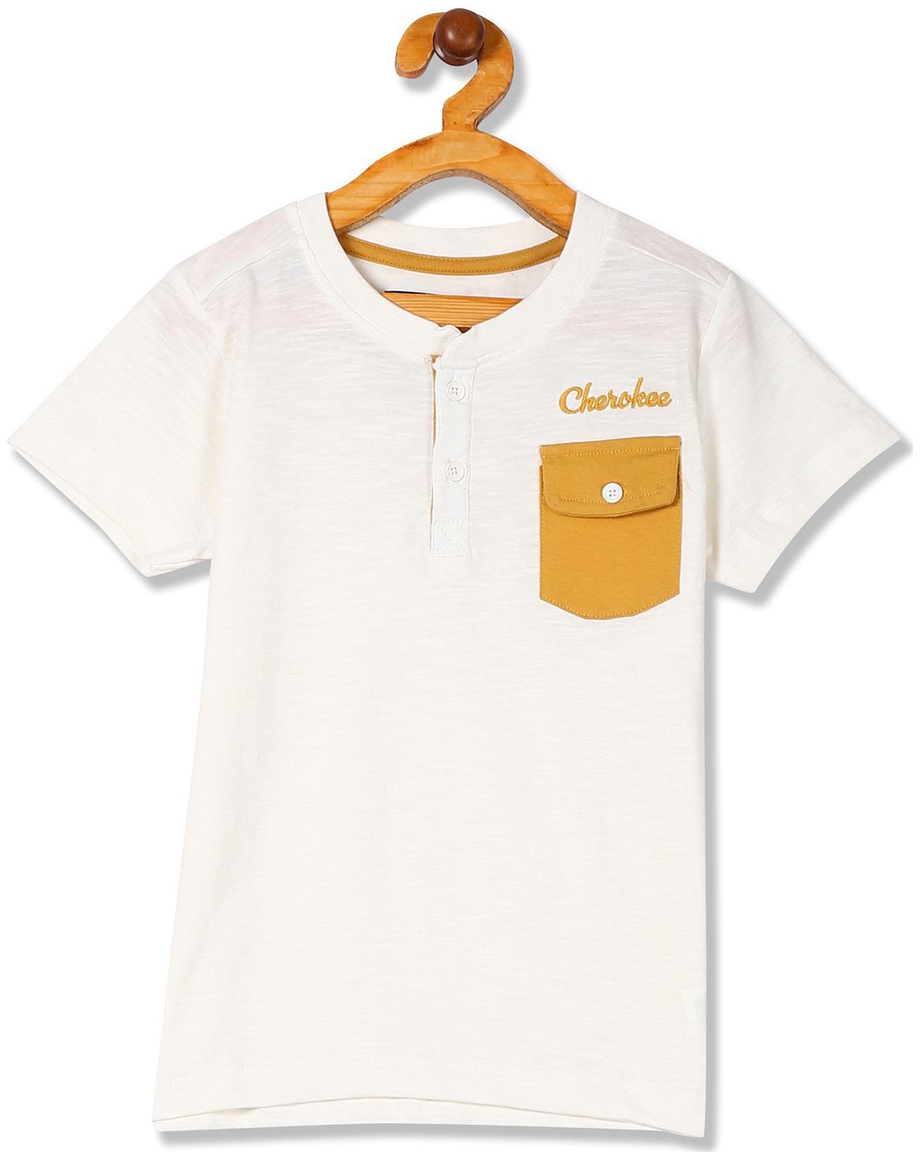 

CHEROKEE Boy Cotton Solid T-shirt - White