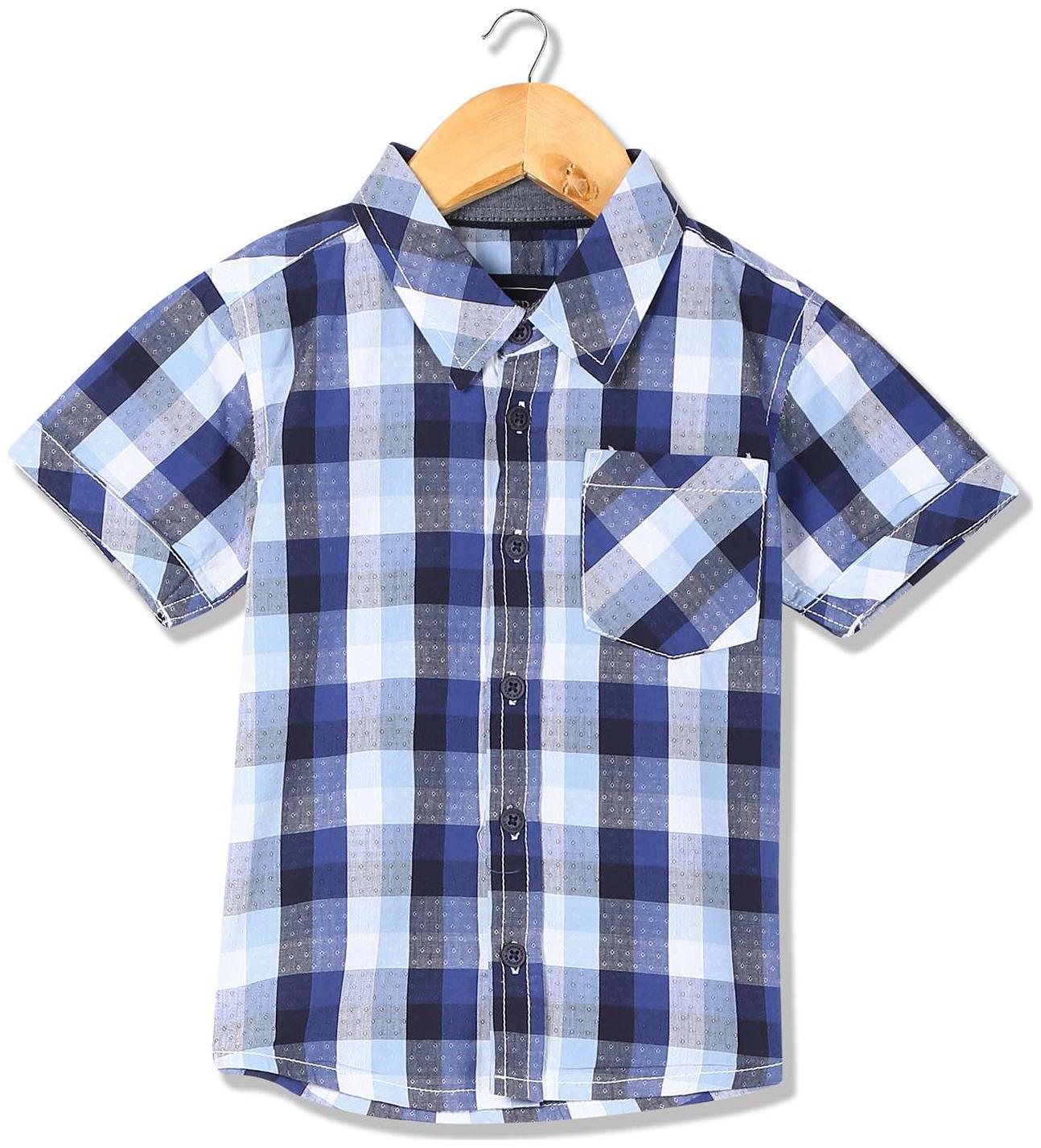 

CHEROKEE Boy Cotton Checked Shirt Blue