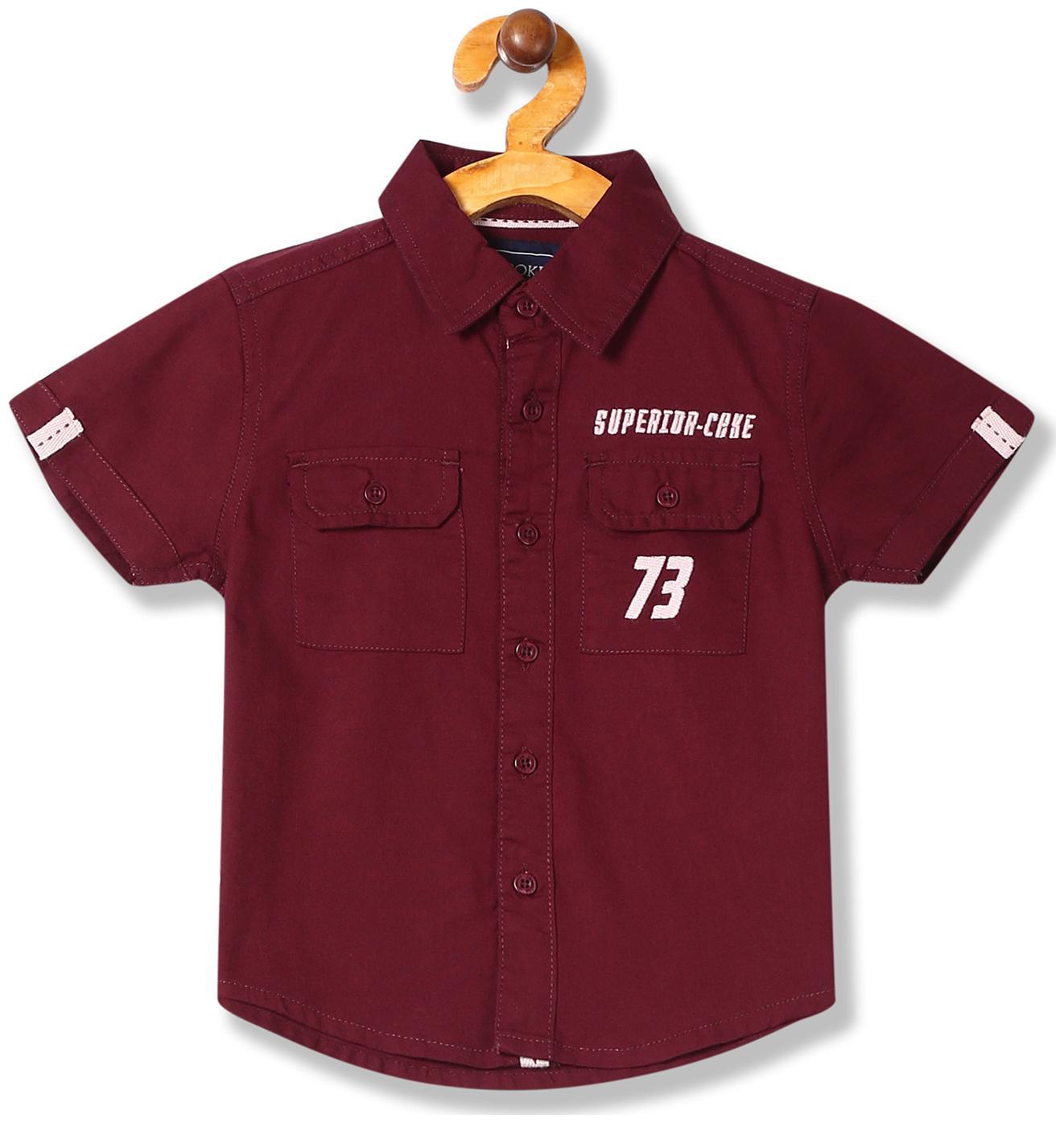 

CHEROKEE Boy Cotton Solid Shirt Red