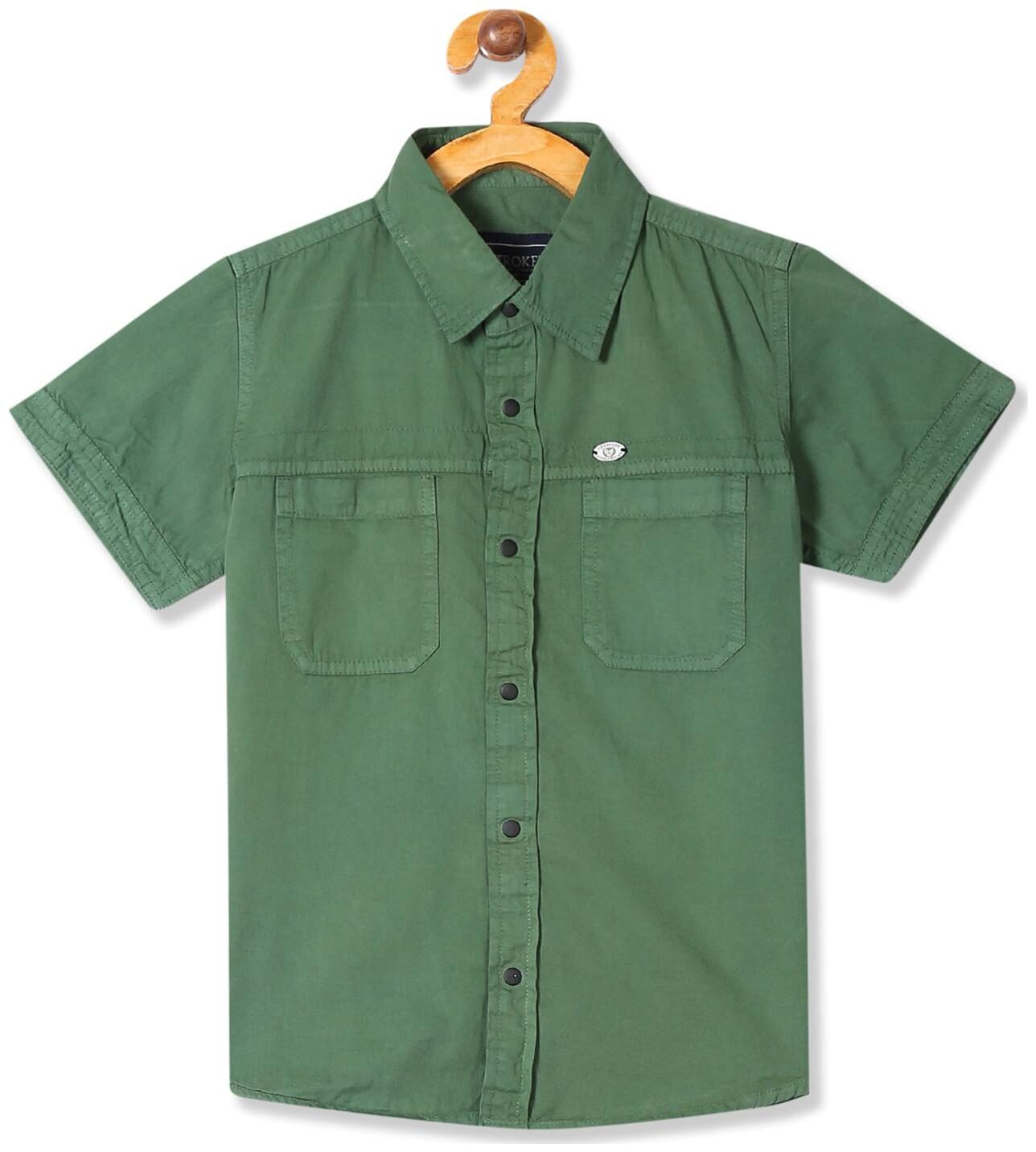 

CHEROKEE Boy Cotton Solid Shirt Green
