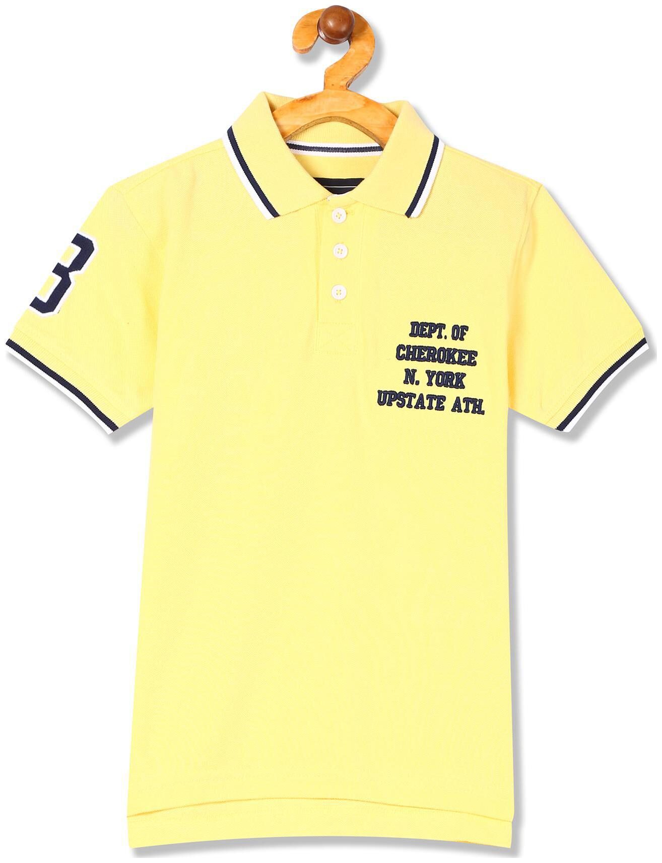 

CHEROKEE Boy Cotton Solid T-shirt - Yellow