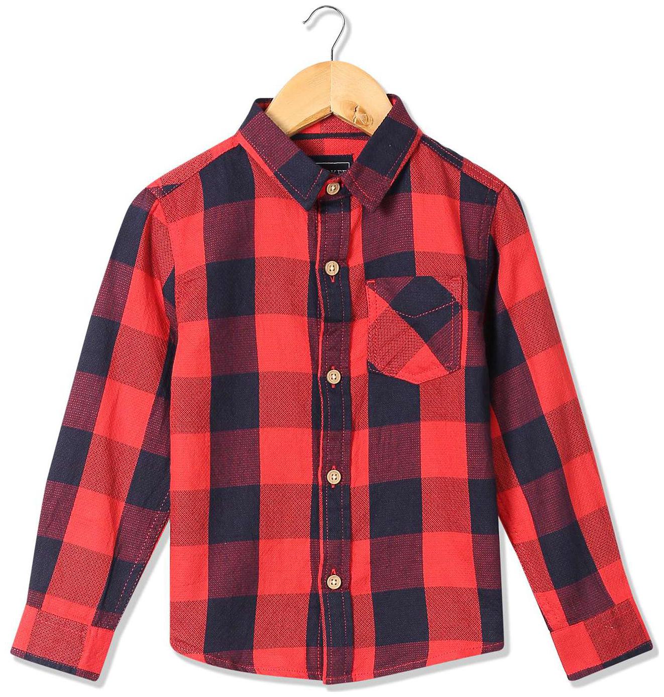 

CHEROKEE Boy Cotton Checked Shirt Orange