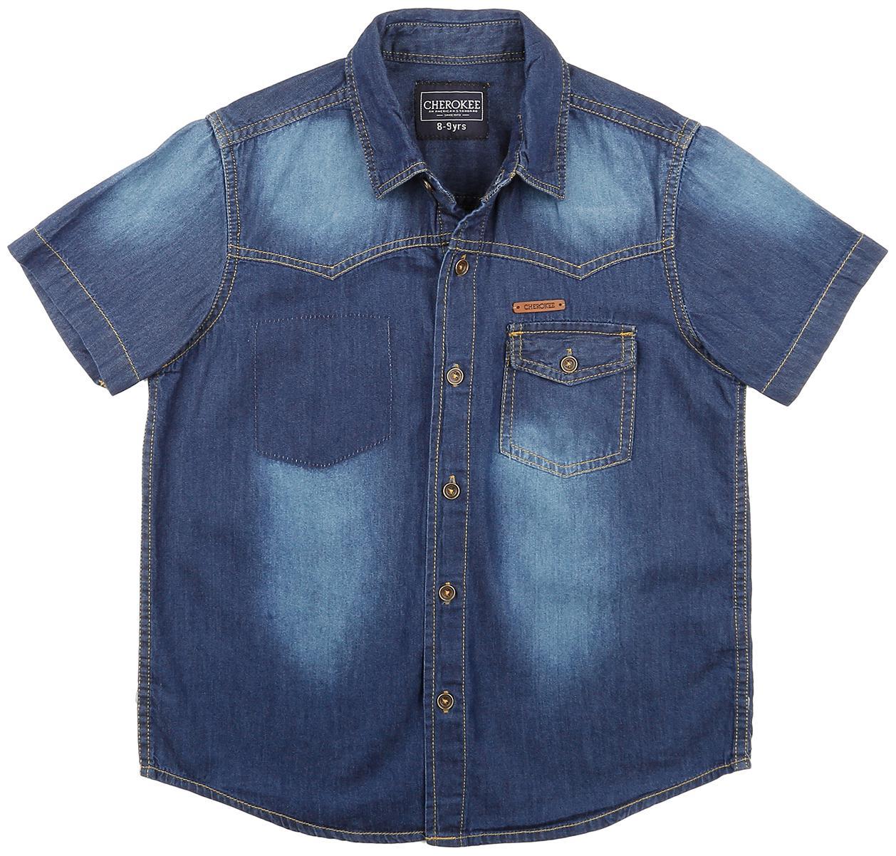 

CHEROKEE Boy Cotton Solid Shirt Blue