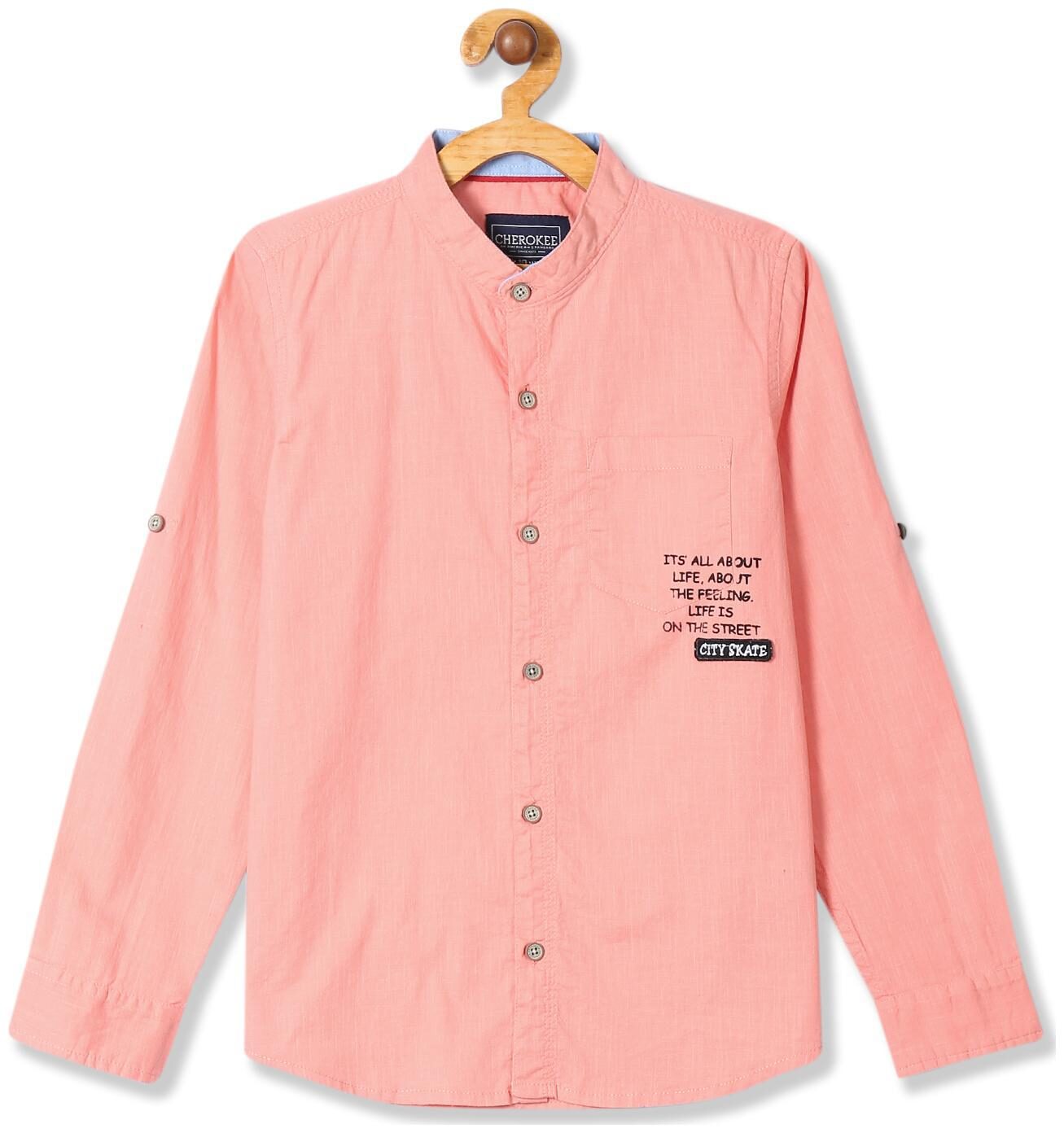 

CHEROKEE Boy Cotton Solid Shirt Pink