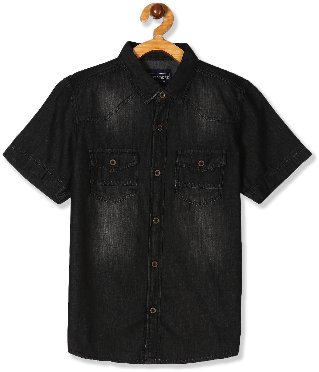 

CHEROKEE Boy Cotton Solid Shirt Black