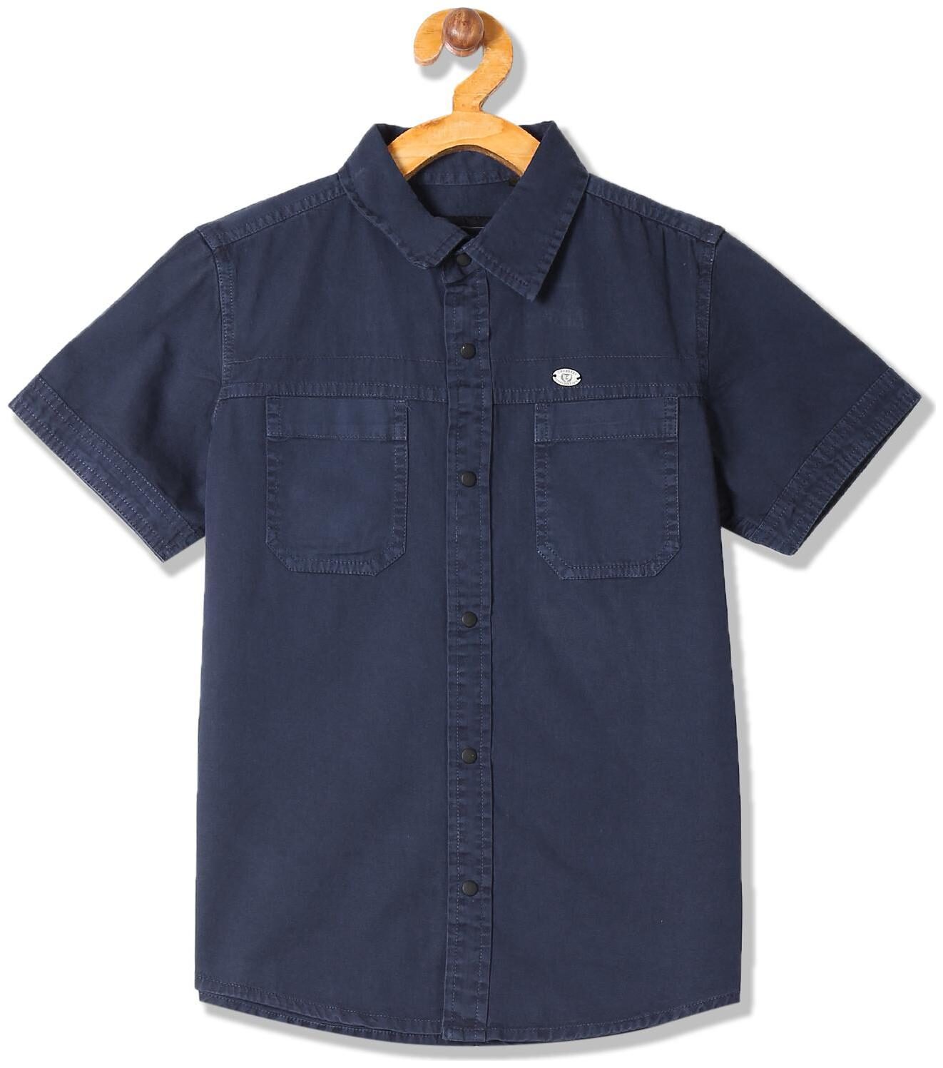 

CHEROKEE Boy Cotton Solid Shirt Blue