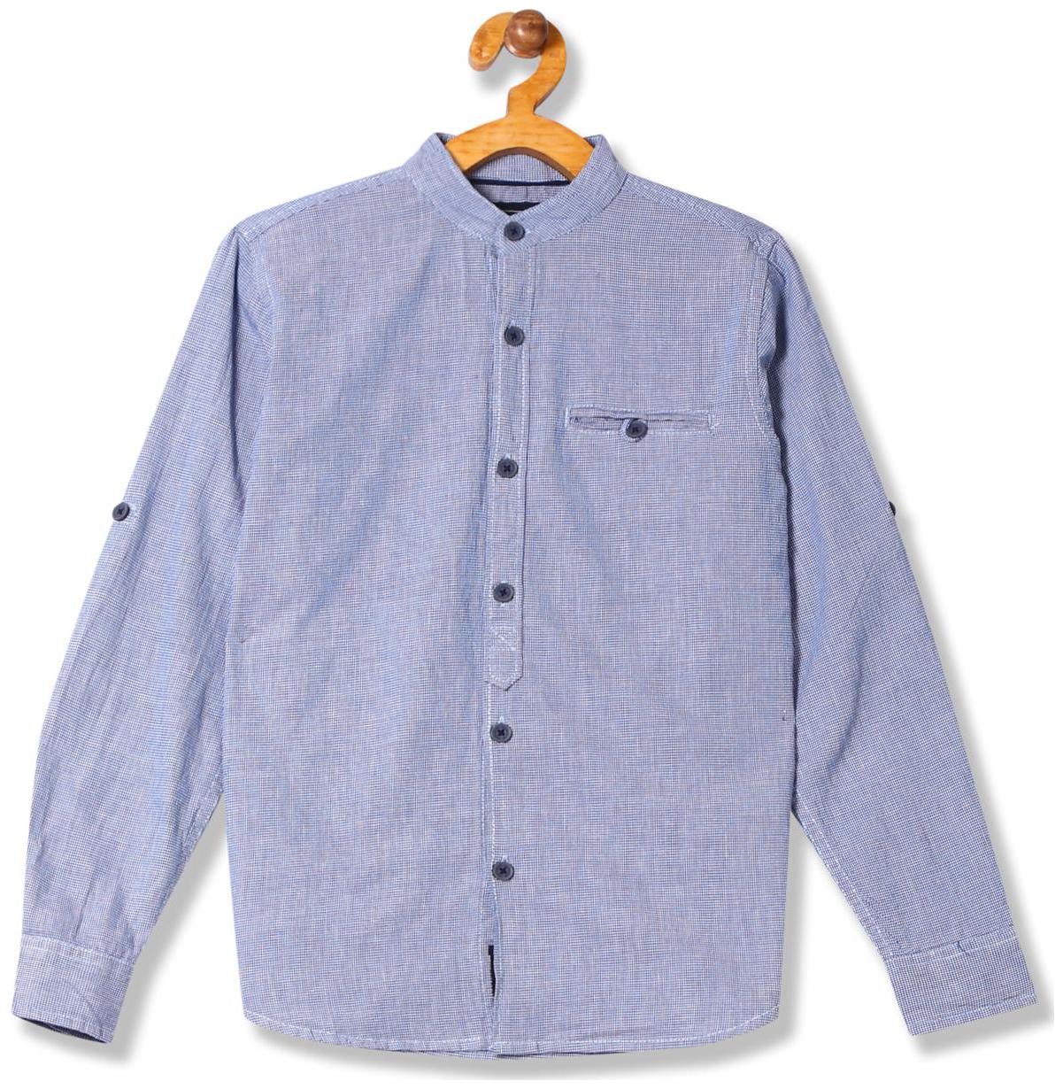 

CHEROKEE Boy Cotton Solid Shirt Blue
