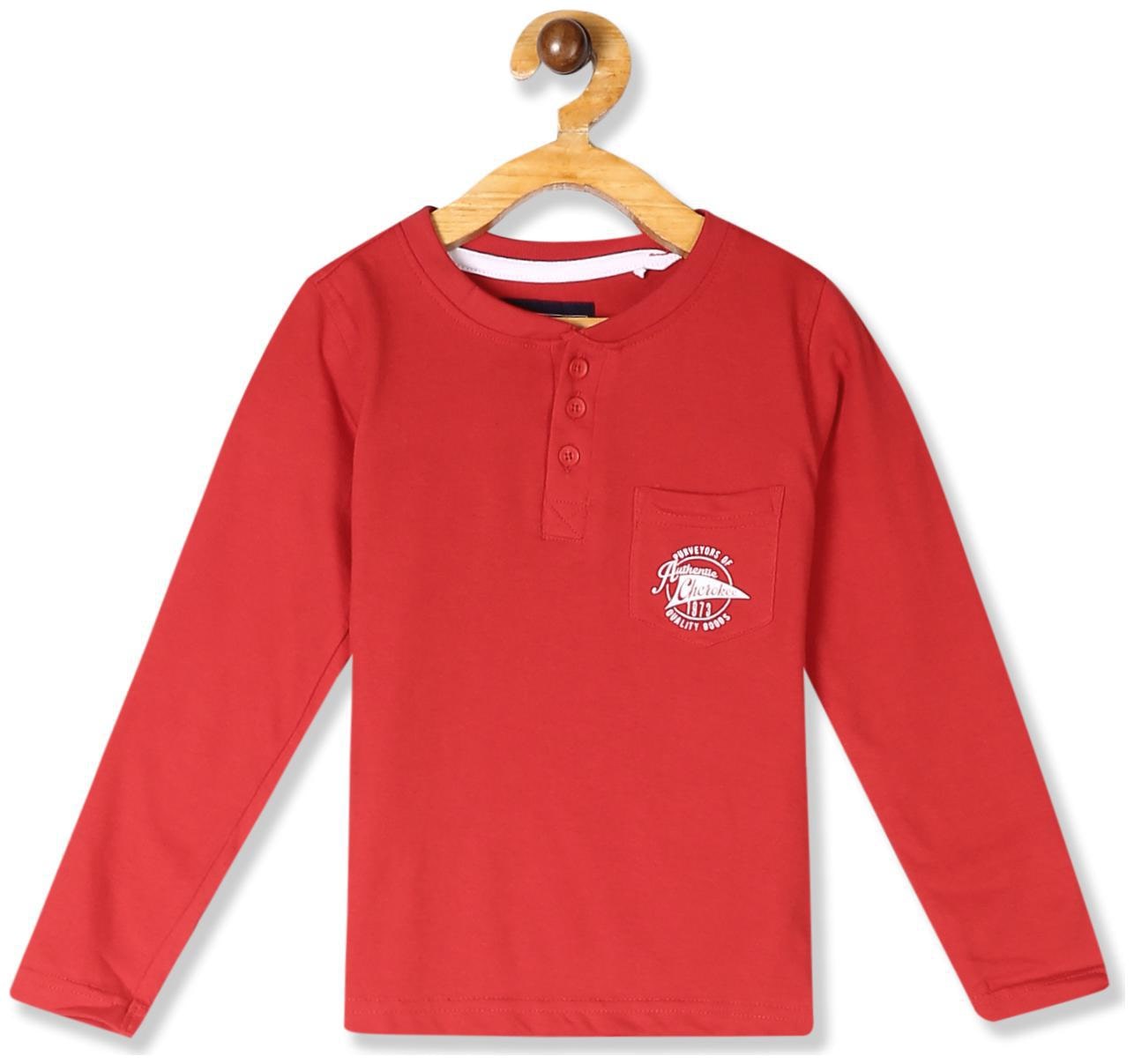 

CHEROKEE Boy Cotton Solid T-shirt - Red