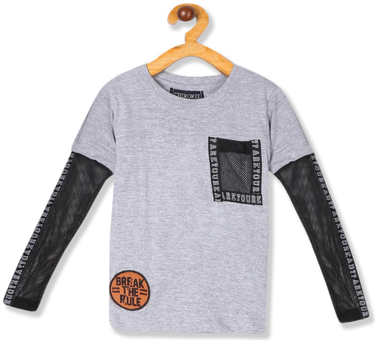 

CHEROKEE Boy Cotton Solid T-shirt - Grey