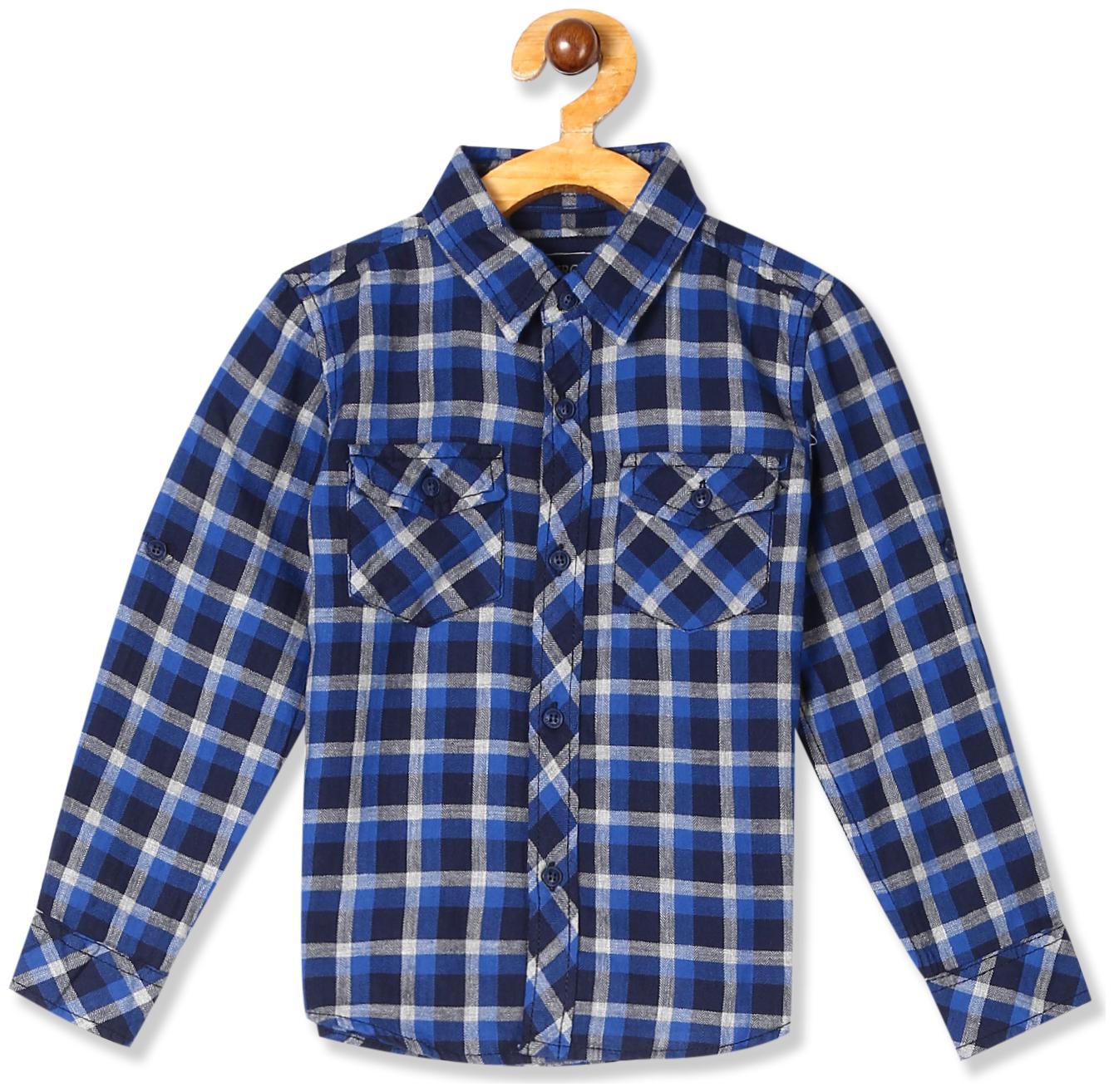 

CHEROKEE Boy Cotton Checked Shirt Blue