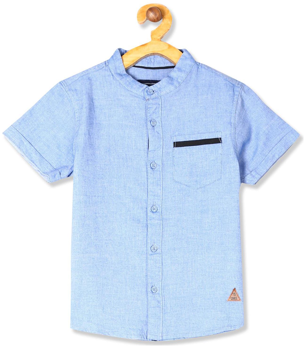 

CHEROKEE Boy Cotton Solid Shirt Blue