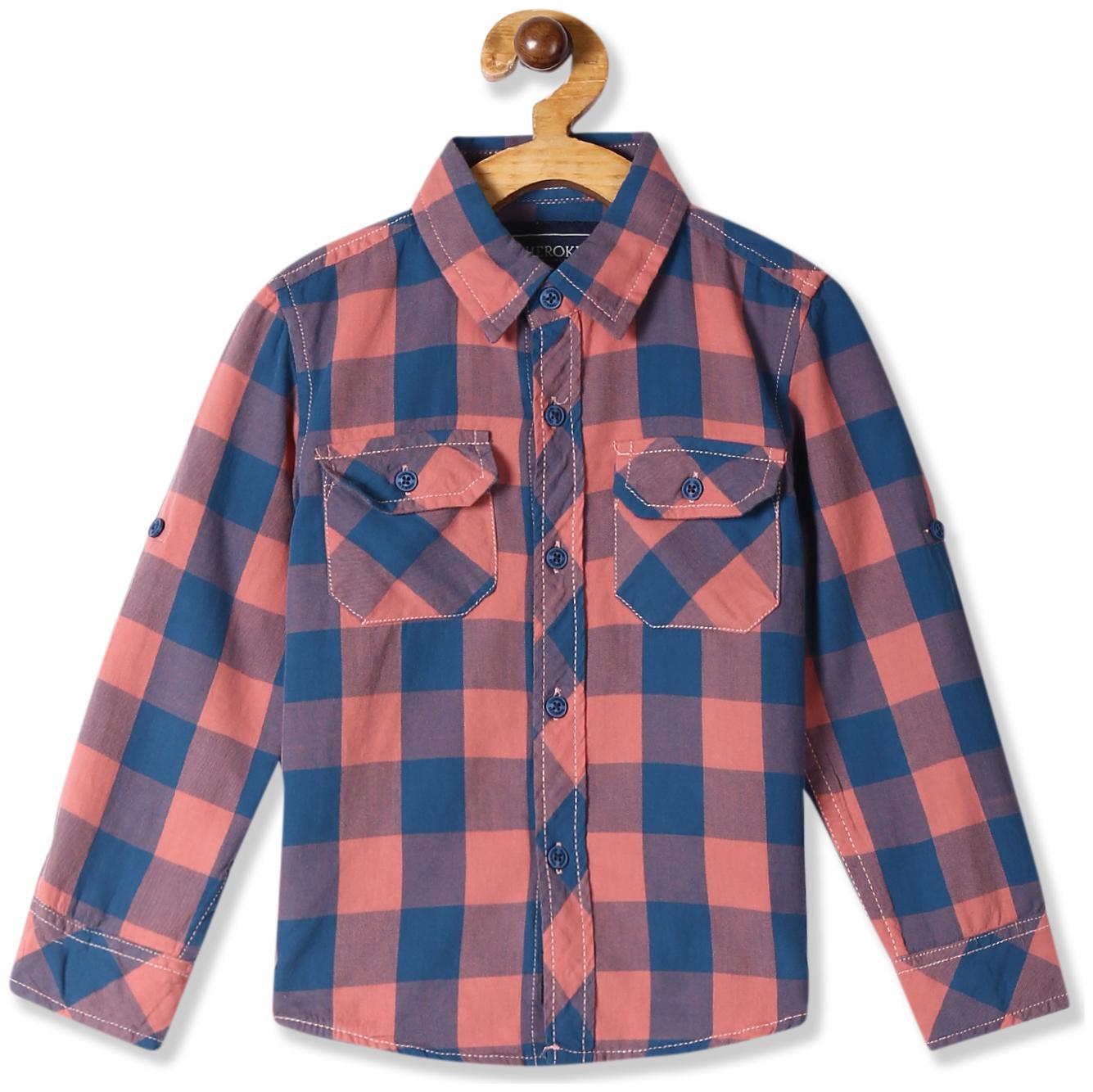 

CHEROKEE Boy Cotton Checked Shirt Blue