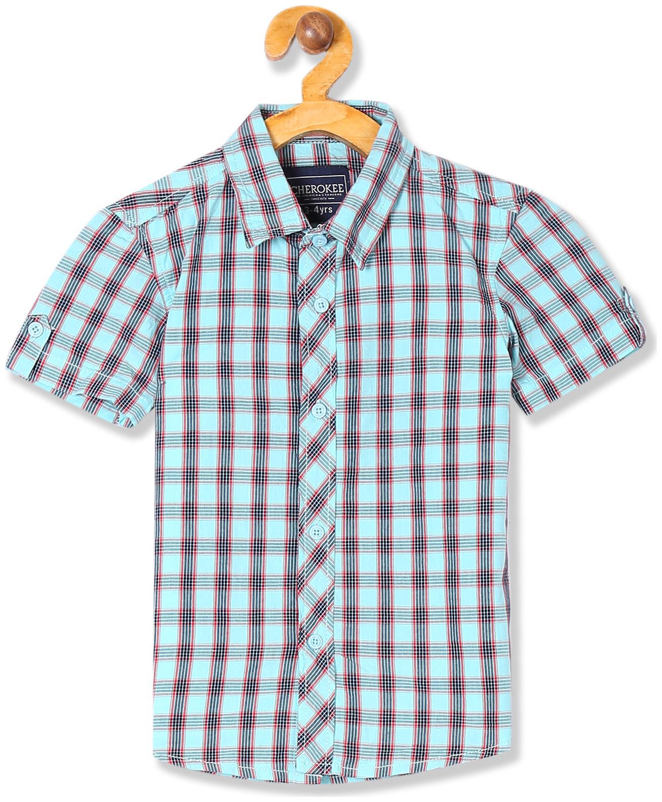 

CHEROKEE Boy Cotton Checked Shirt Blue