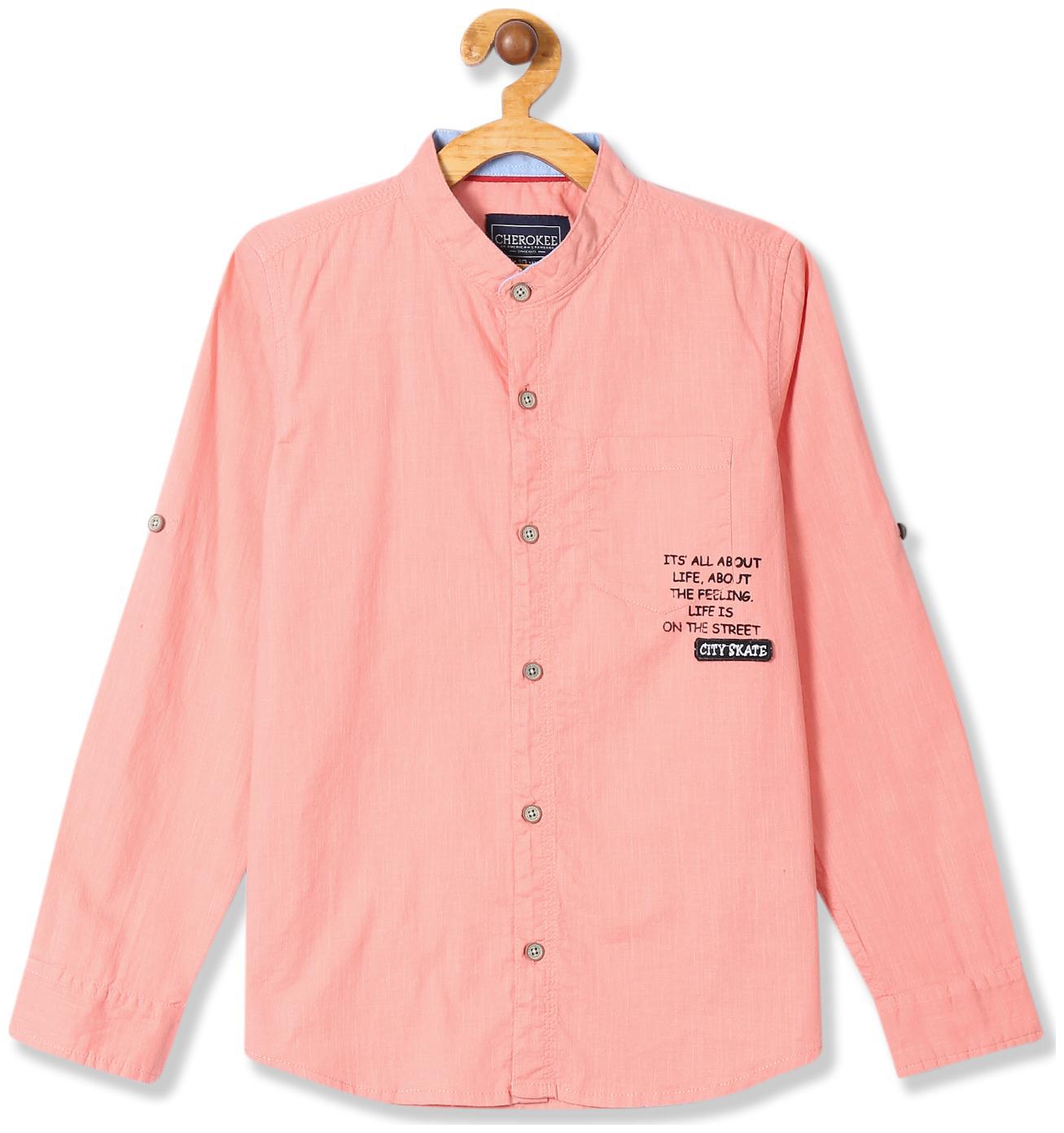 

CHEROKEE Boy Cotton Solid Shirt Pink