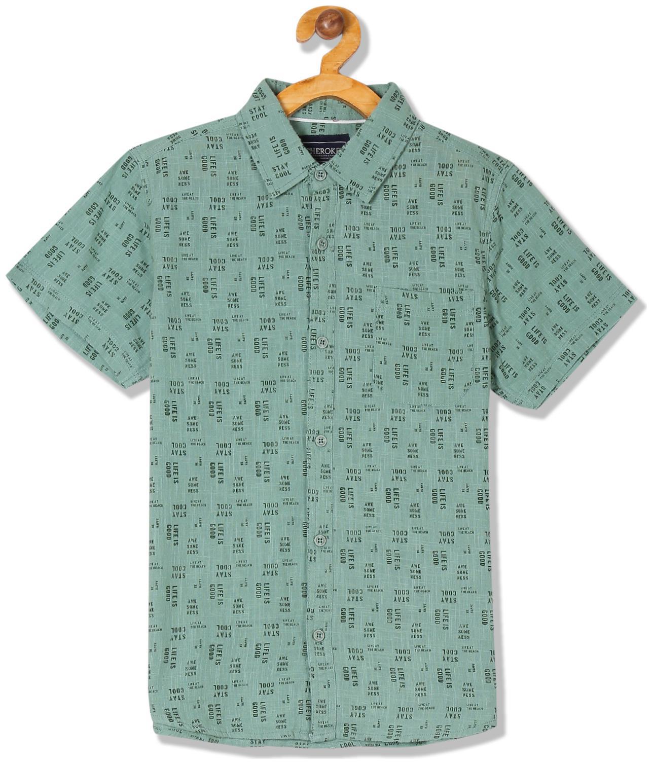 

CHEROKEE Boy Cotton Printed Shirt Green