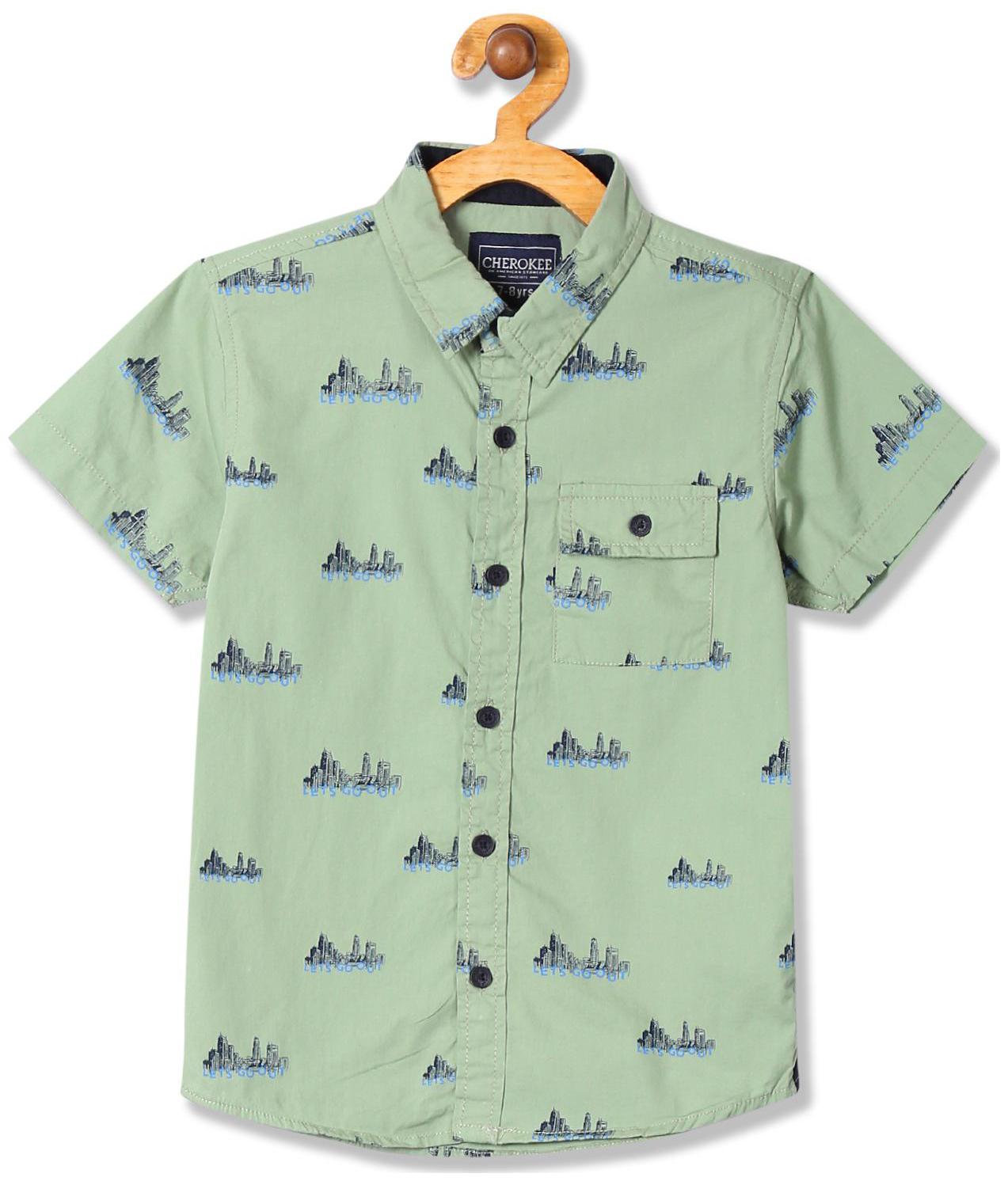 

CHEROKEE Boy Cotton Printed Shirt Green
