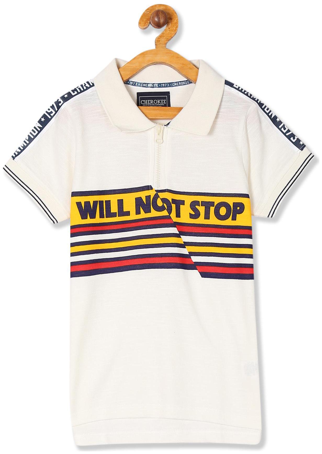 

CHEROKEE Boy Cotton Colorblocked T-shirt - White