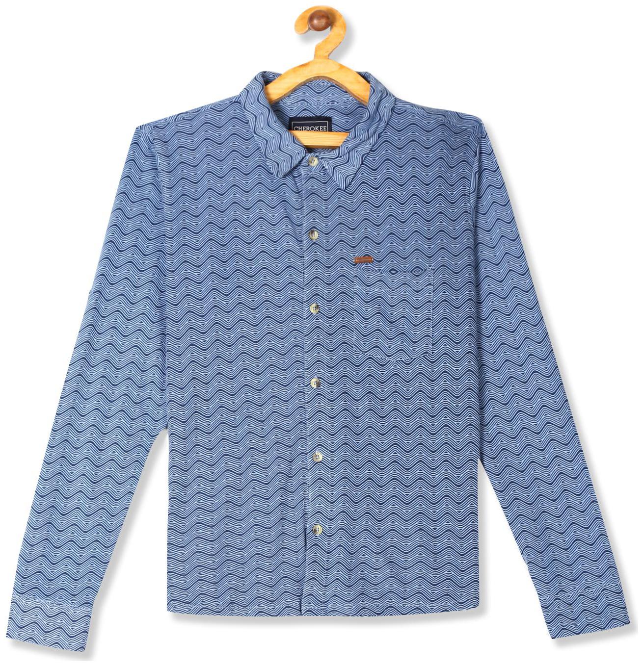 

CHEROKEE Boy Cotton Solid Shirt Blue
