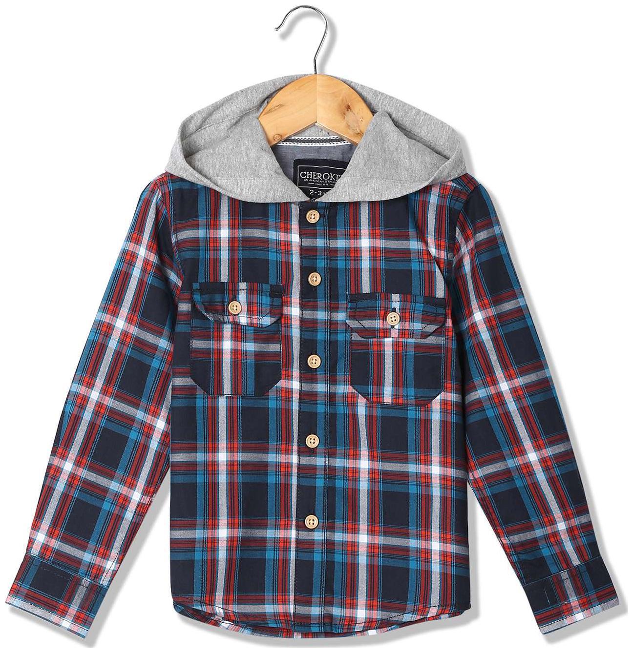 

CHEROKEE Boy Cotton Checked Shirt Blue