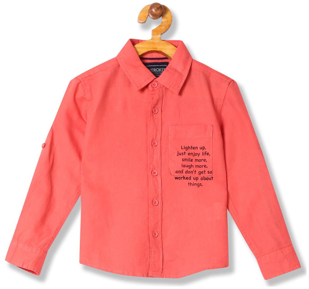 

CHEROKEE Boy Cotton Solid Shirt Orange