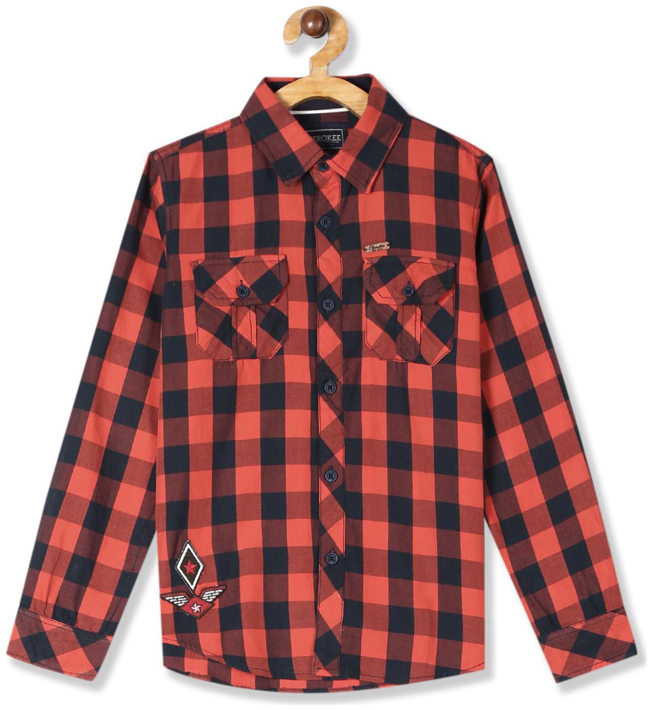 

CHEROKEE Boy Cotton Checked Shirt Orange