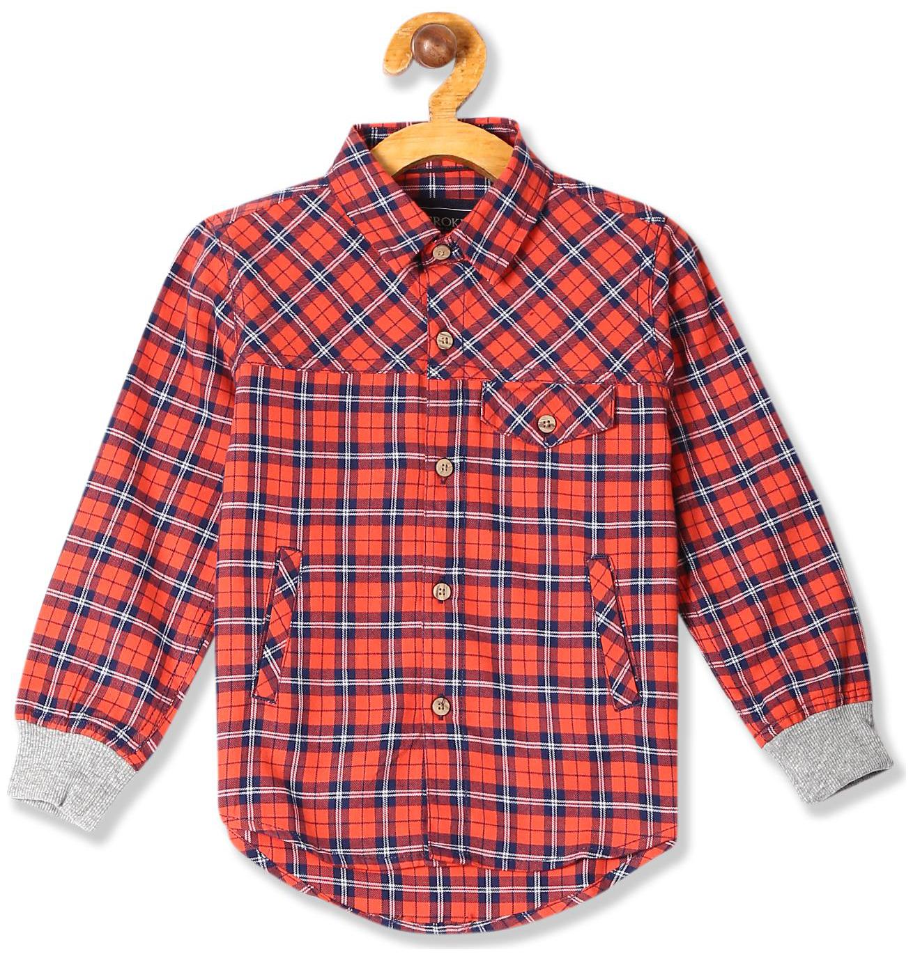 

CHEROKEE Boy Cotton Checked Shirt Orange