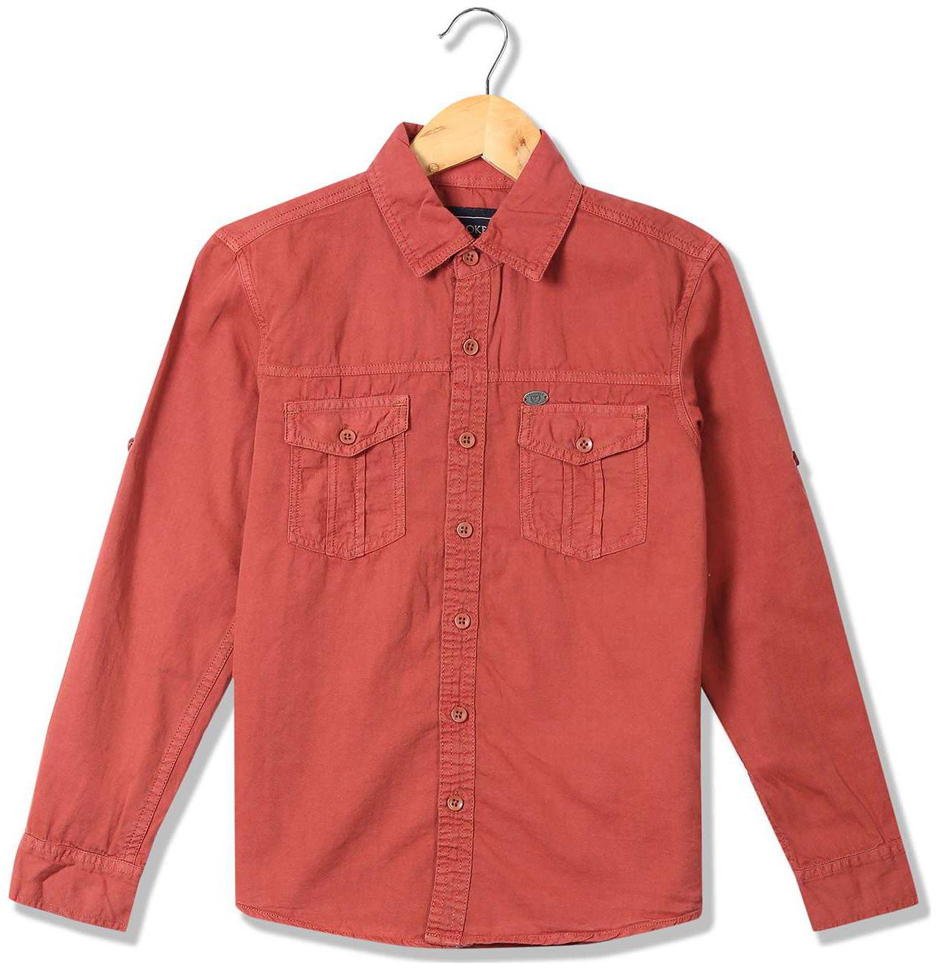 

CHEROKEE Boy Cotton Solid Shirt Red