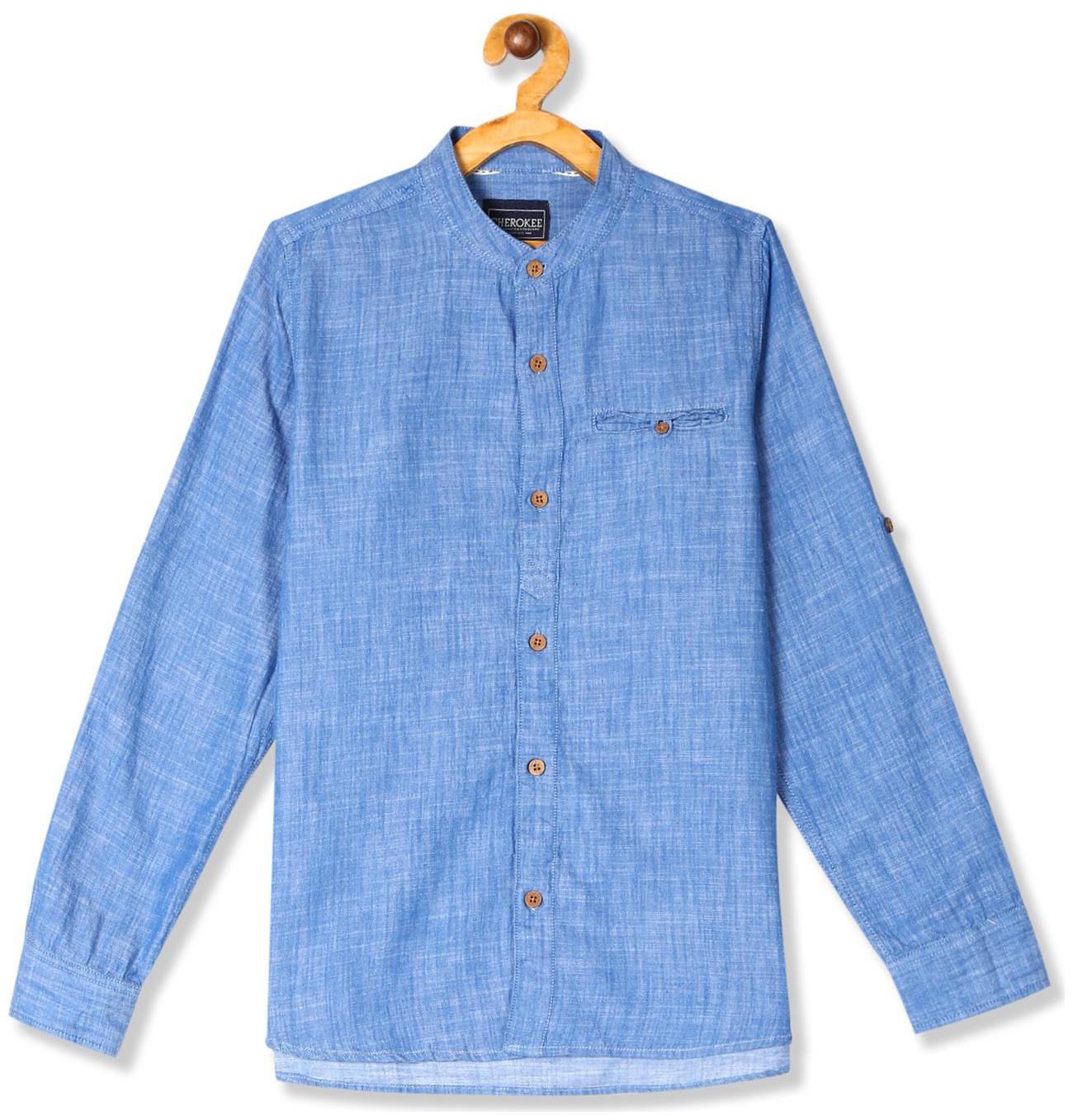 

CHEROKEE Boy Cotton Solid Shirt Blue