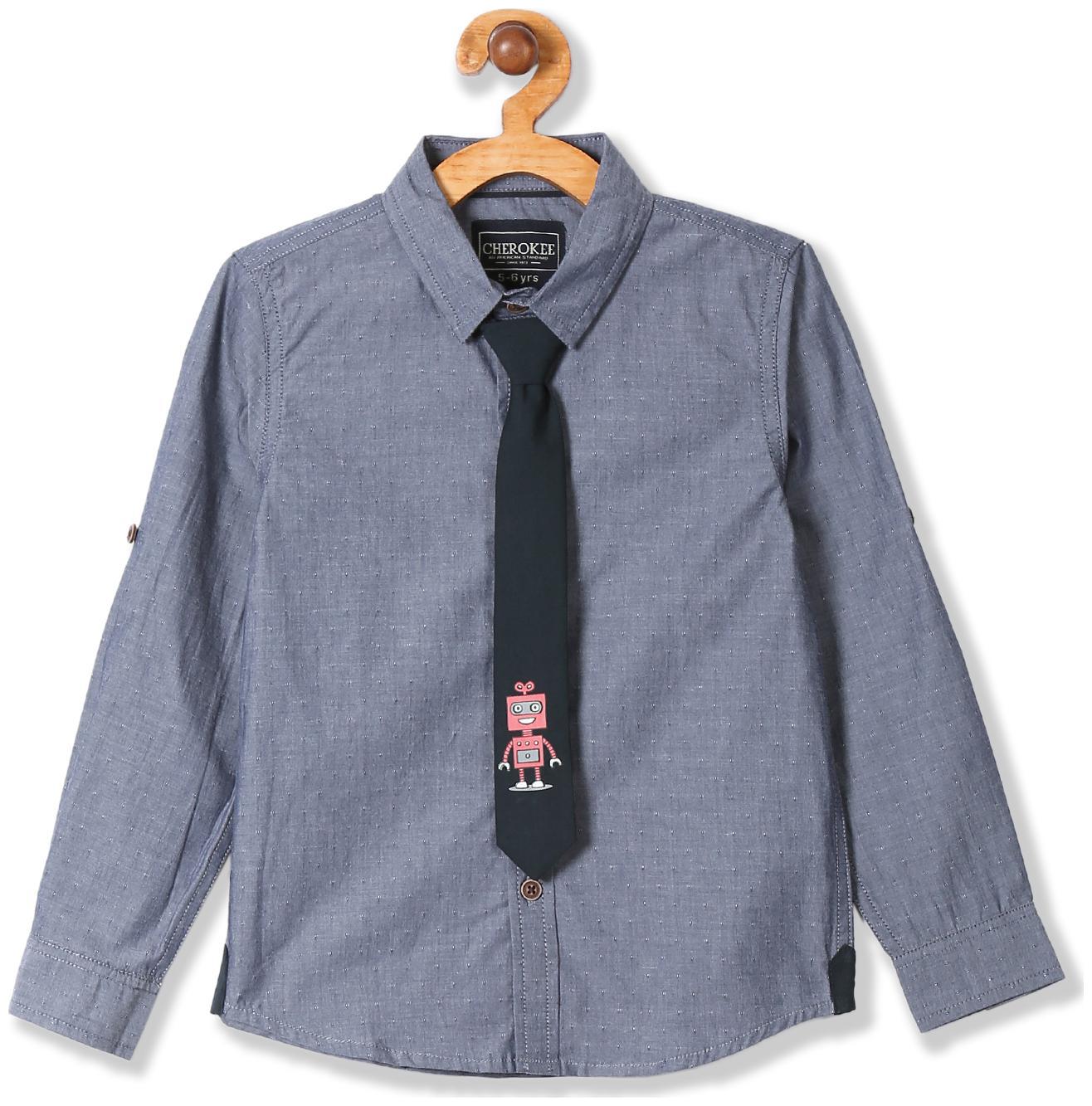 

CHEROKEE Boy Cotton Solid Shirt Grey