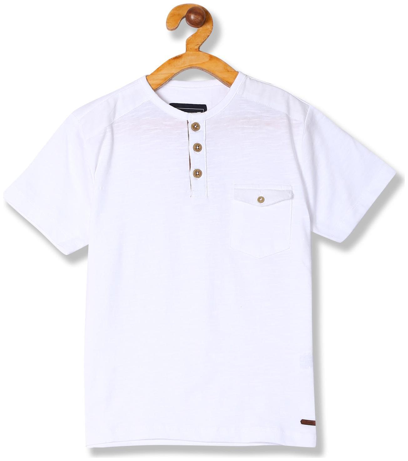 

CHEROKEE Boy Cotton Solid T-shirt - White