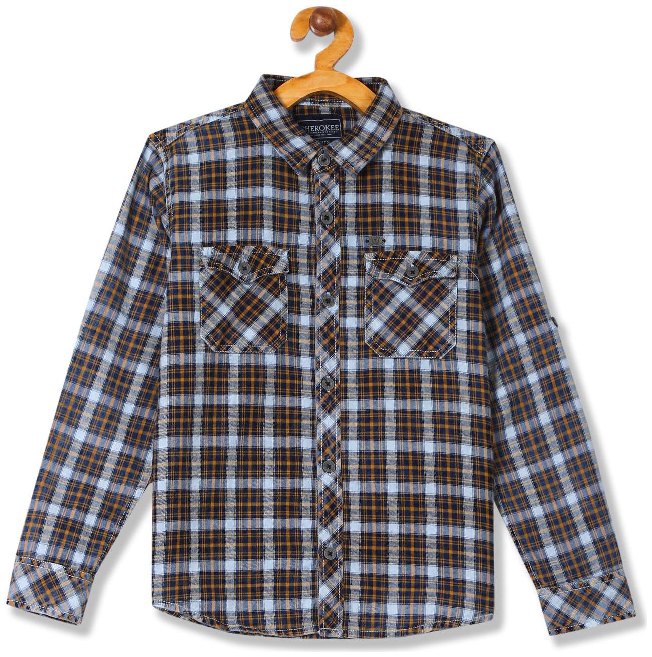 

CHEROKEE Boy Cotton Checked Shirt Blue