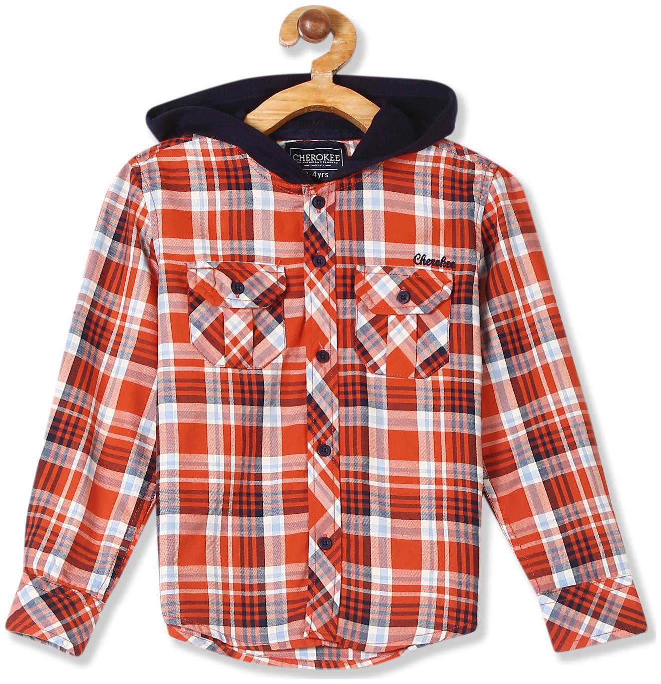 

CHEROKEE Boy Cotton Checked Shirt Orange