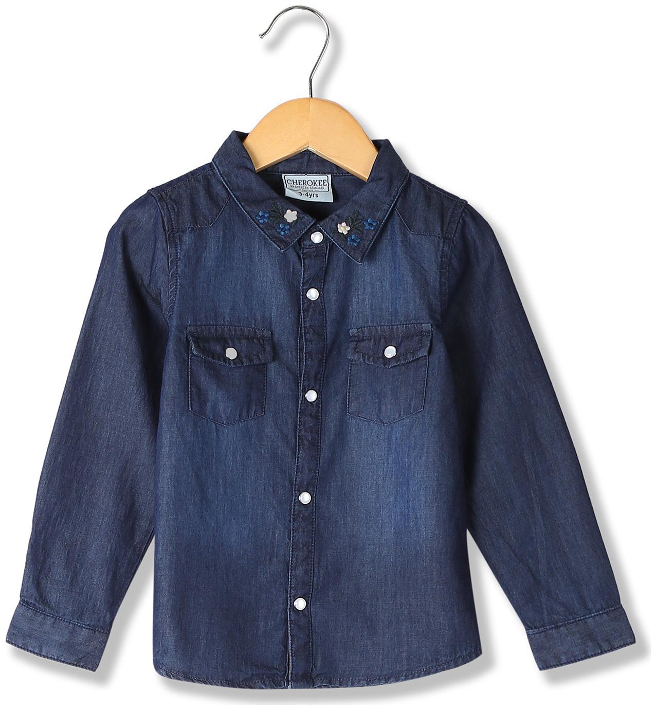 

CHEROKEE Cotton Solid Shirt for Baby Girl - Blue