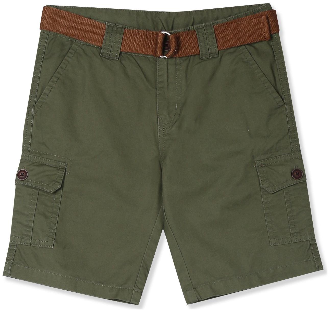 

CHEROKEE Cotton Green Boys Belted Cargo Shorts
