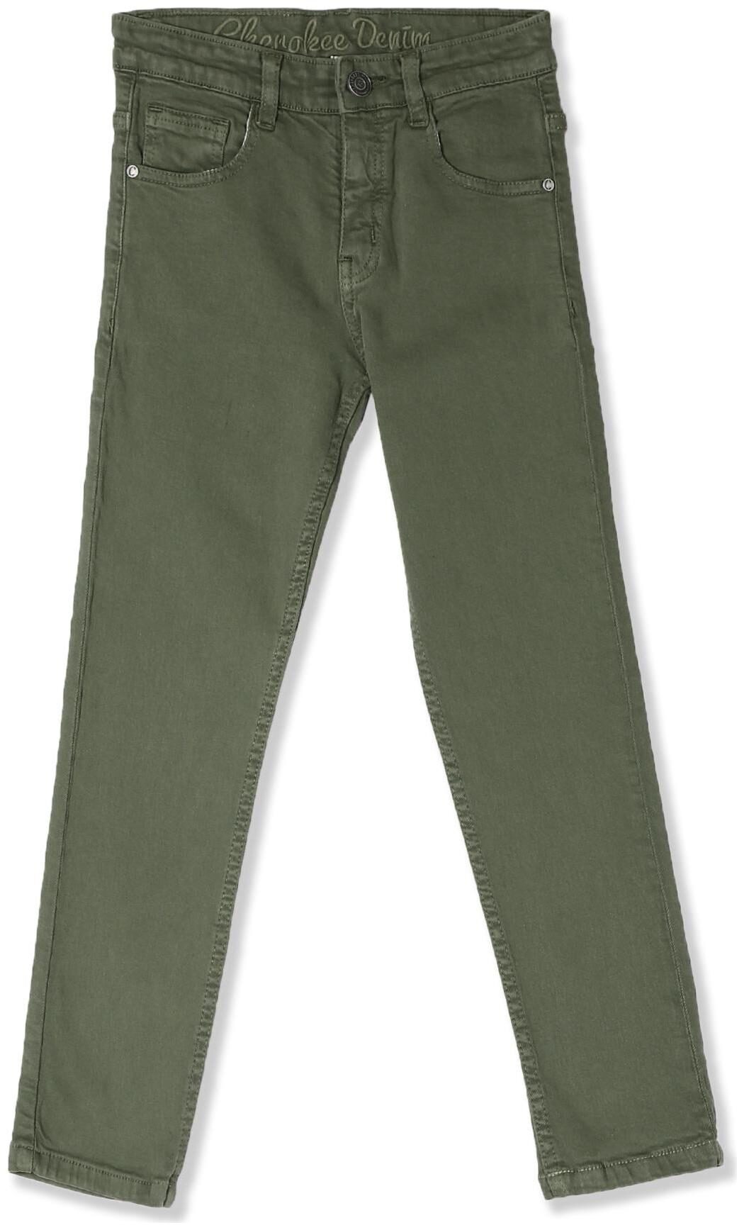 

CHEROKEE Cotton Green Boys Slim Fit Mid Waist Jeans
